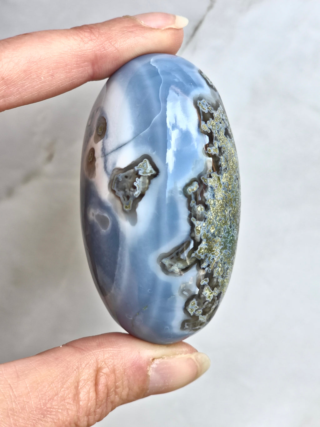 Blue Indian Opal with Moss agate inclusions