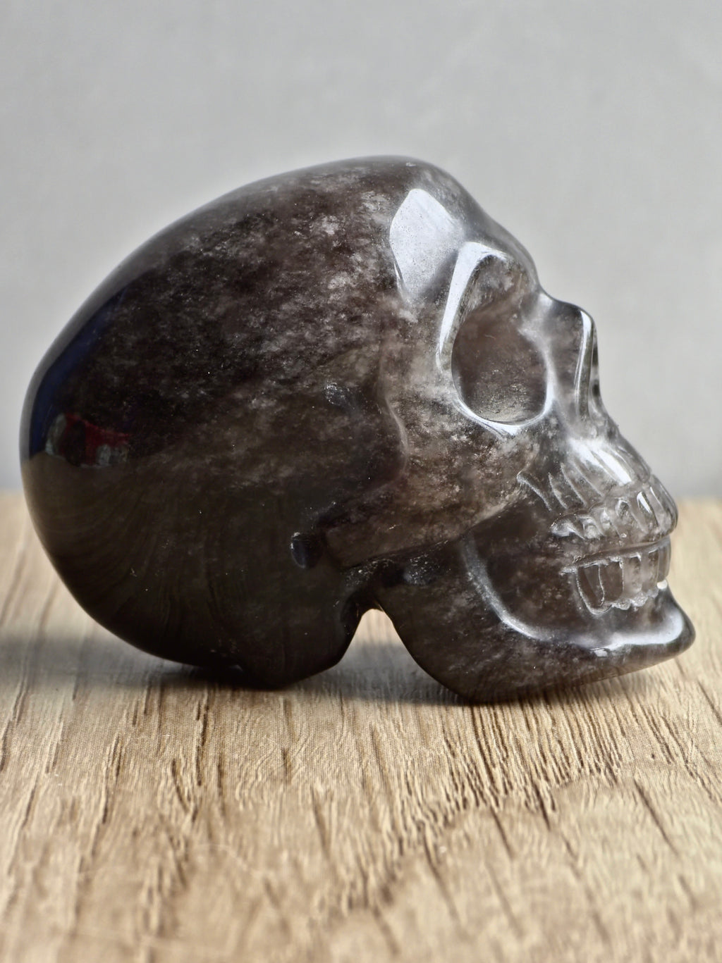 Smoky Quartz Skull Carving