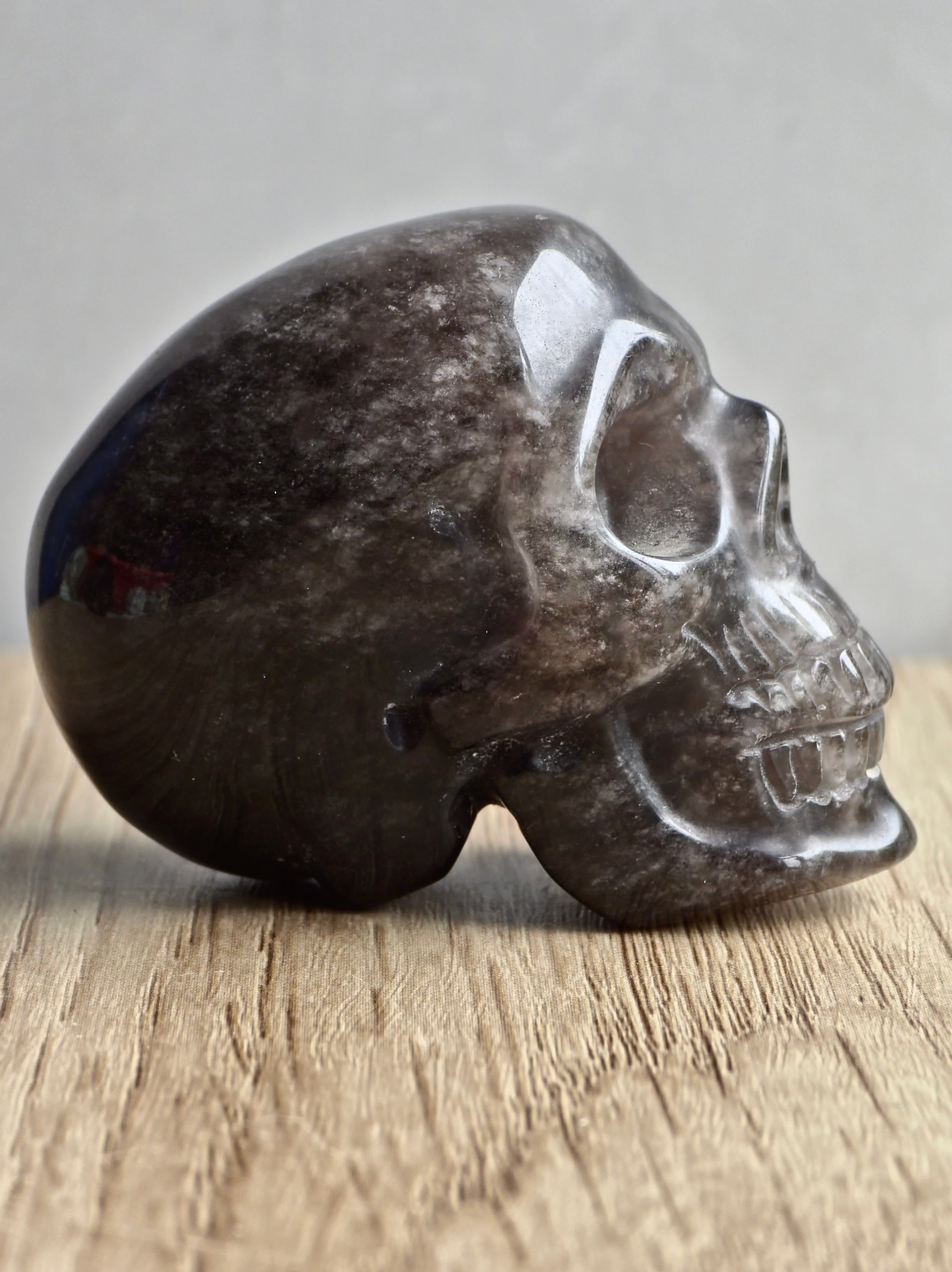 Smoky Quartz Skull Carving