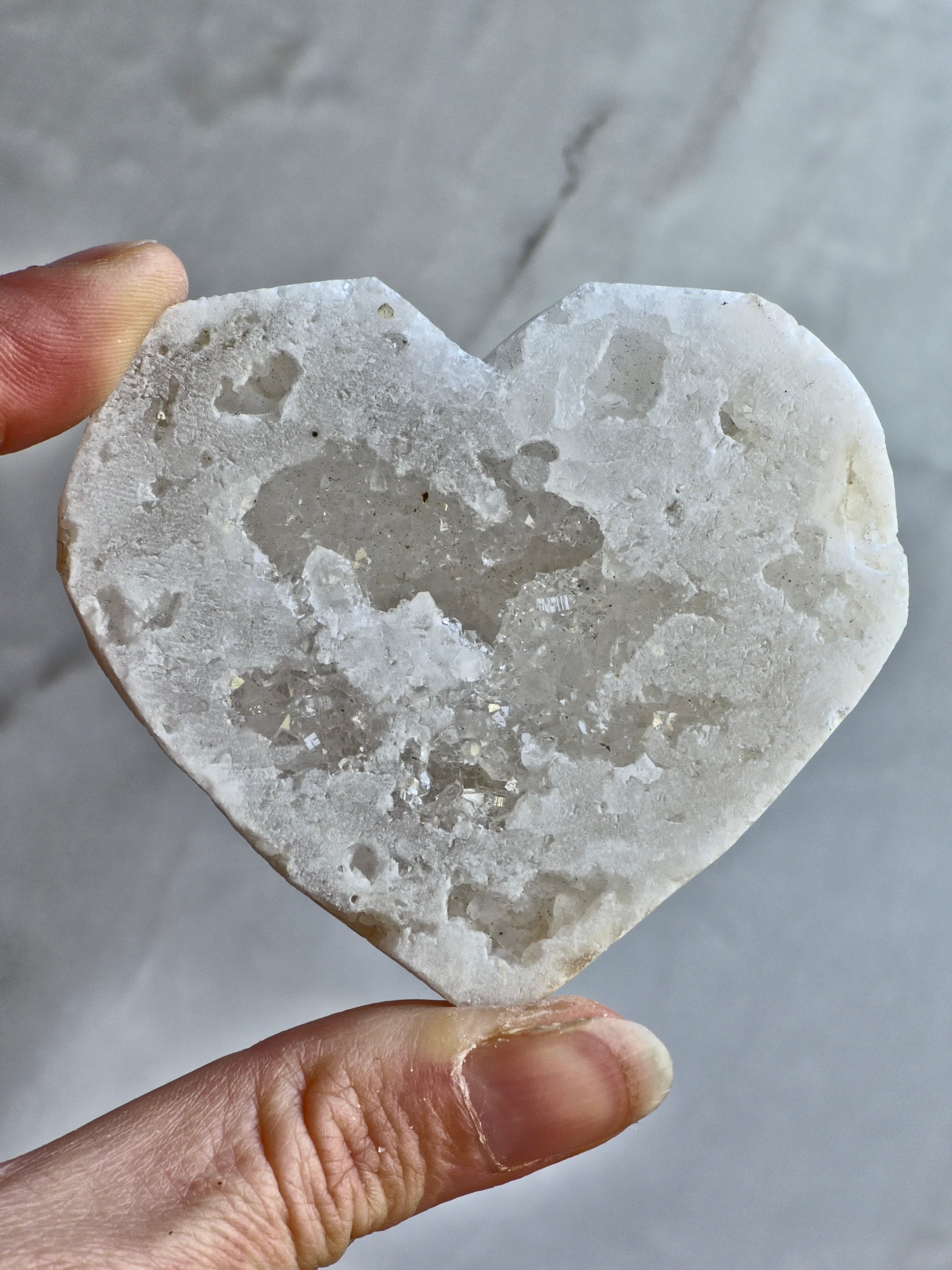 Quartz druzy geode heart
