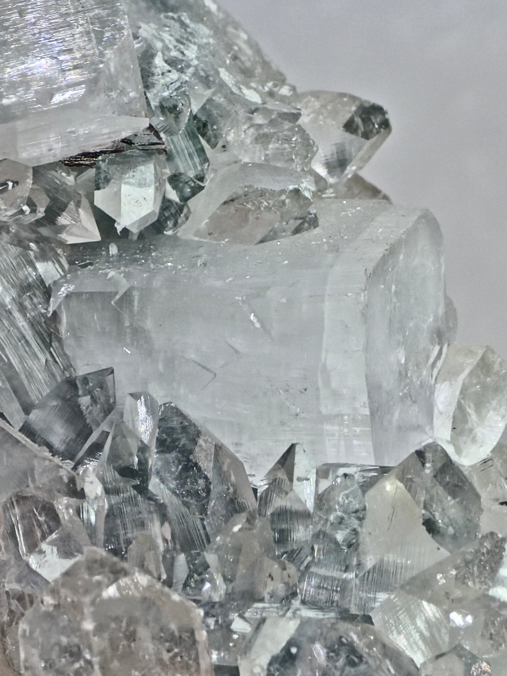 AAA Grade Diamond Apophyllite on Blue Chalcedony with Heulandite & Calcite
