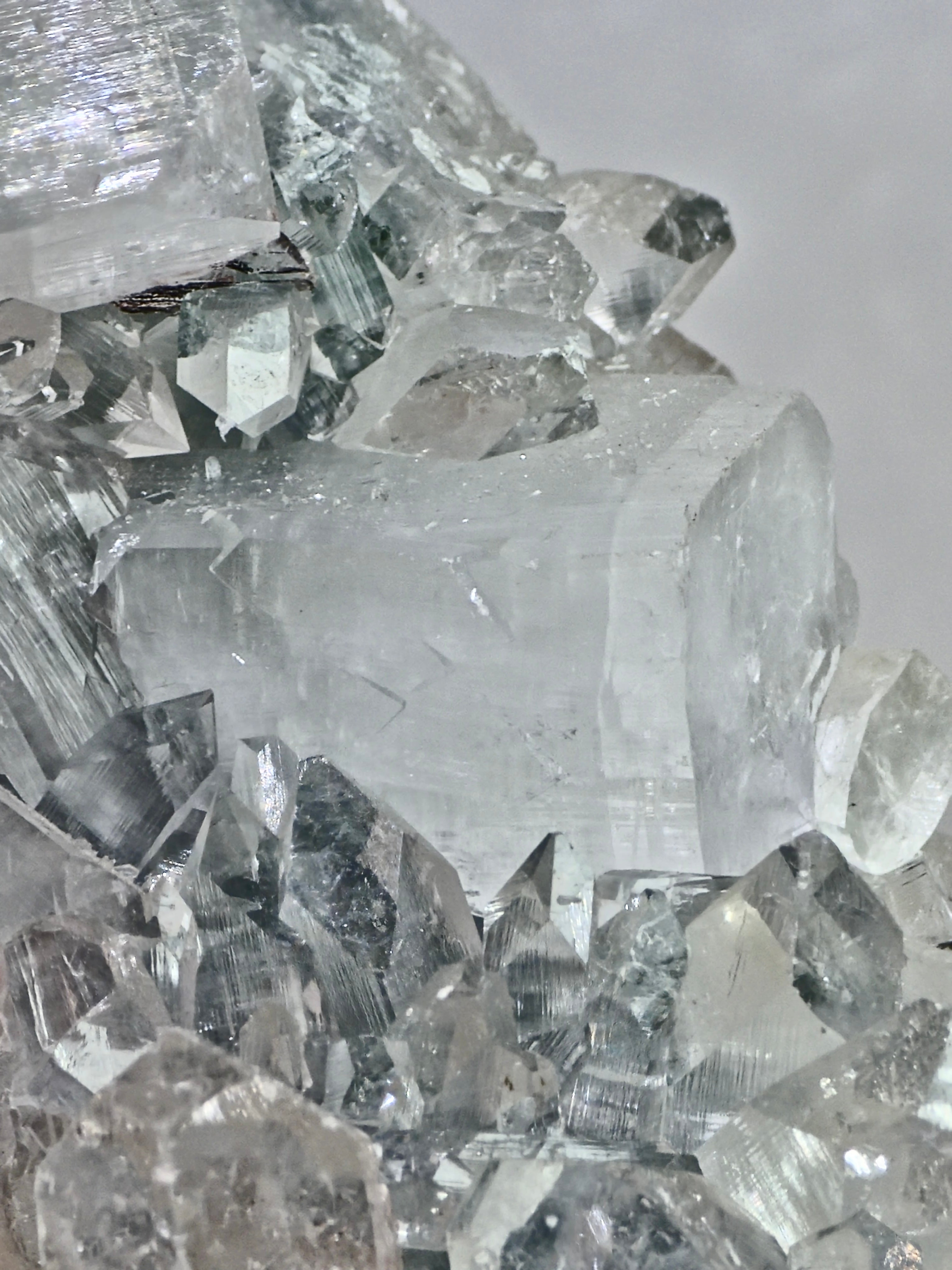 AAA Grade Diamond Apophyllite on Blue Chalcedony with Heulandite & Calcite