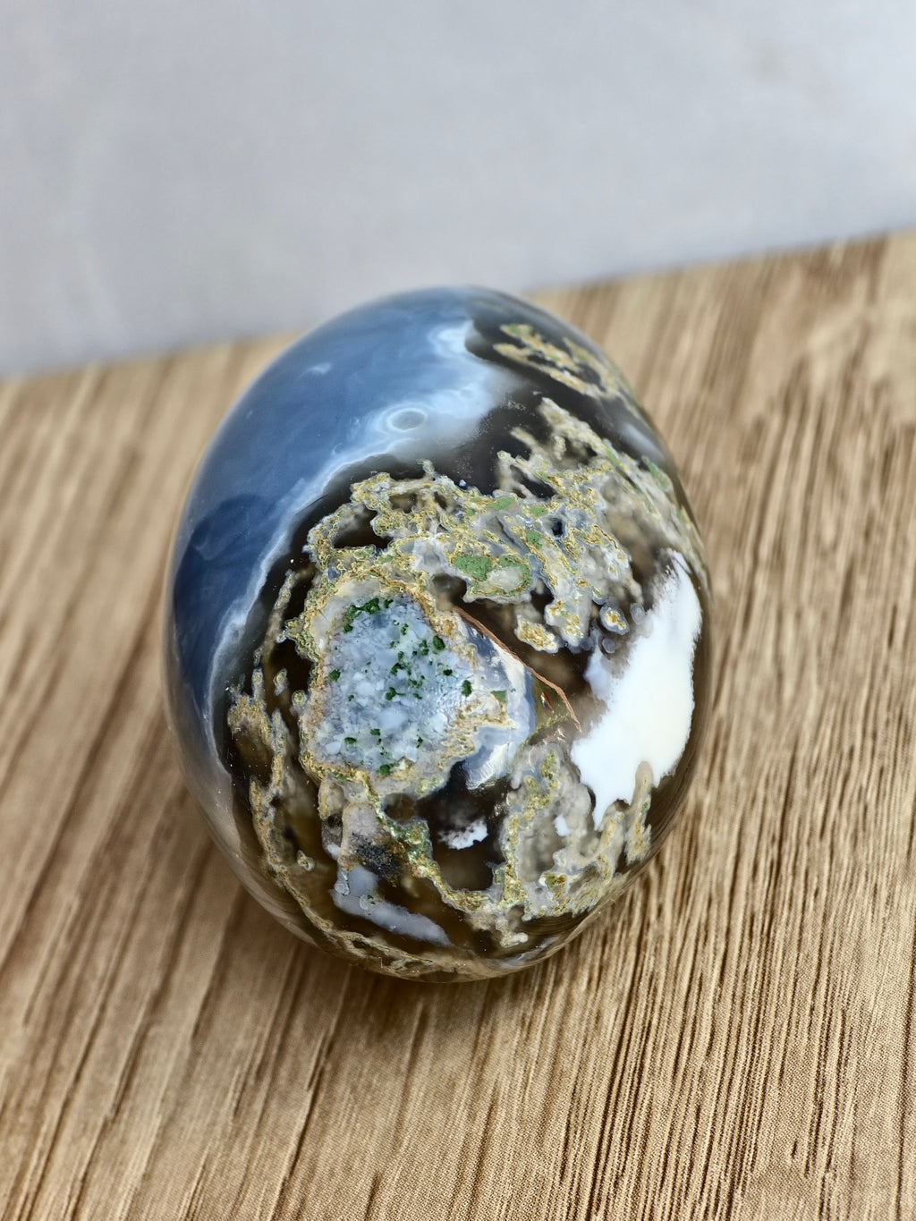 Blue Indian Opal with Moss Agate Inclusions