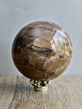Peach Moonstone Sphere - Layered Feldspar with Internal Sheen + Fracture Patterning