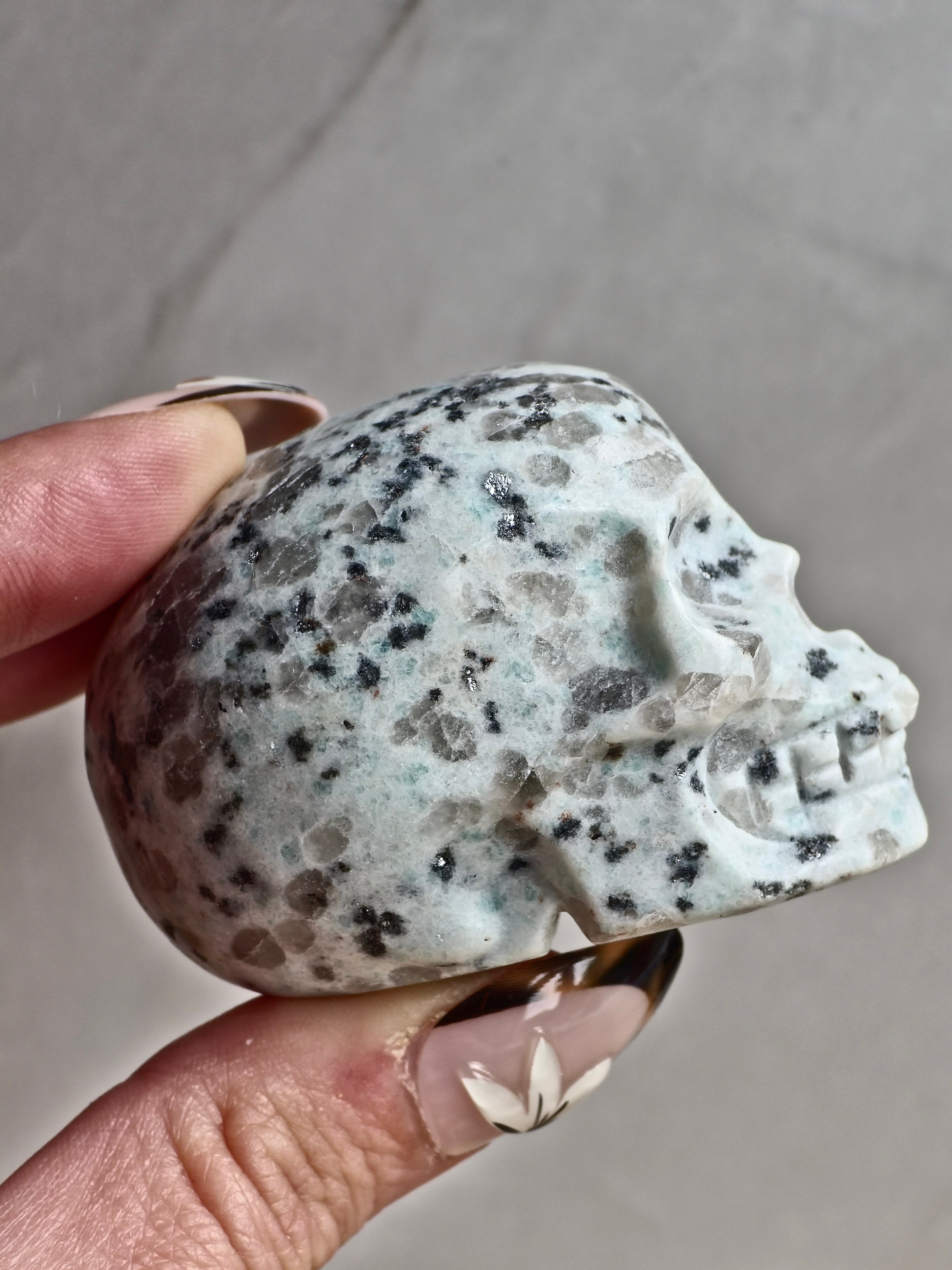 Kiwi Jasper Skull Carving