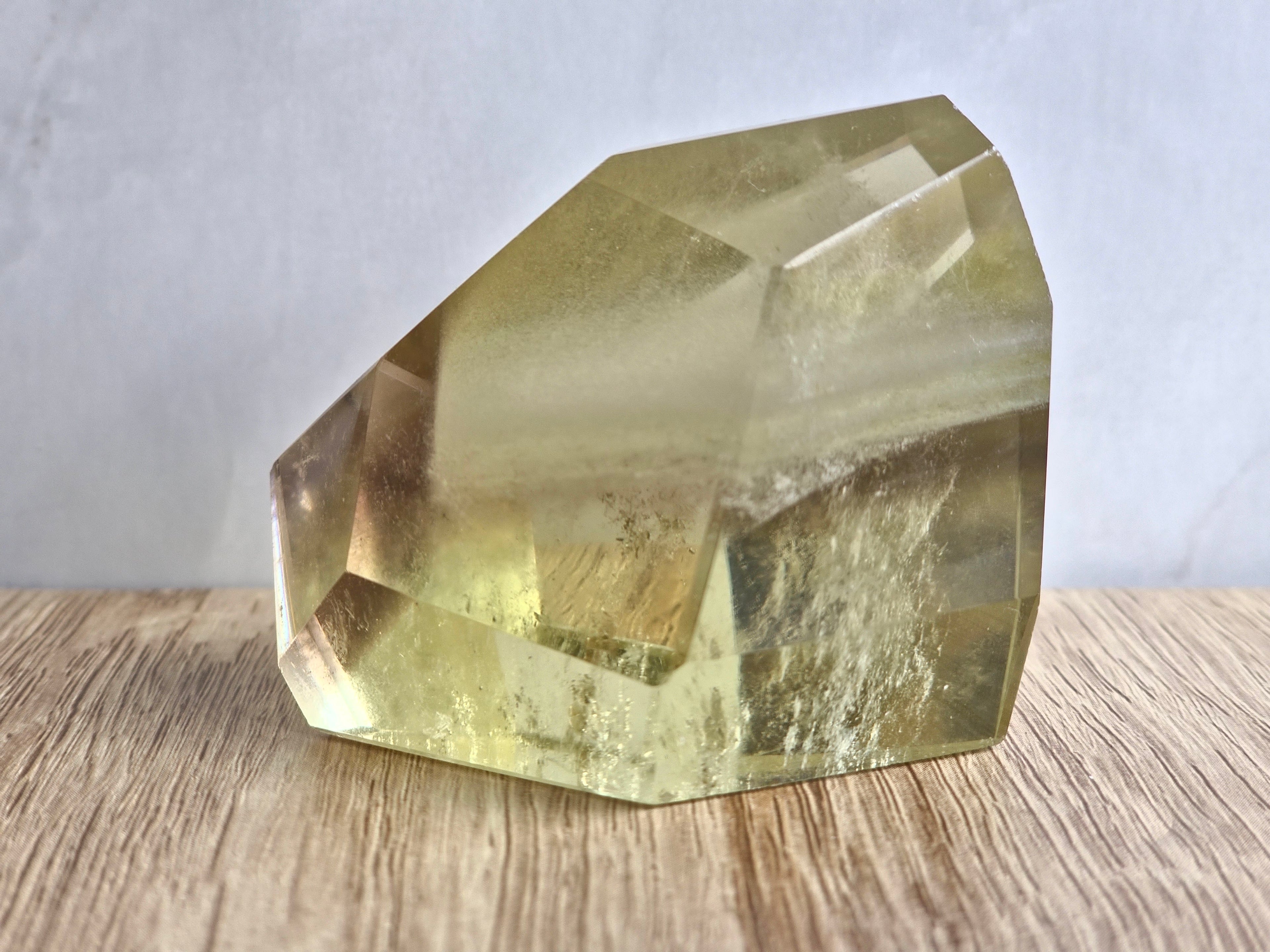 Citrine freeform with white and smoky phantom lines