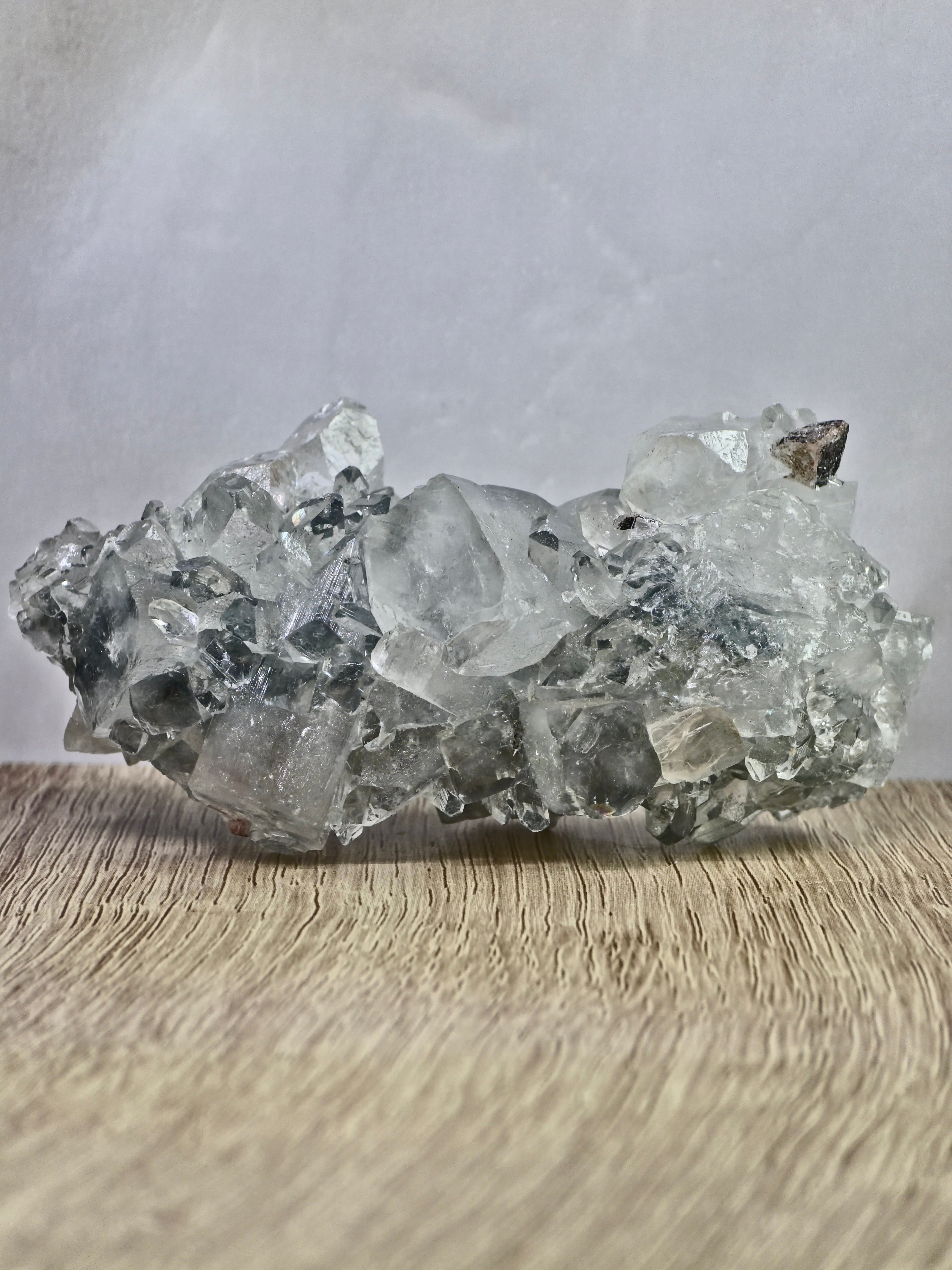 AAA Grade Diamond Apophyllite on Blue Chalcedony with Heulandite & Calcite