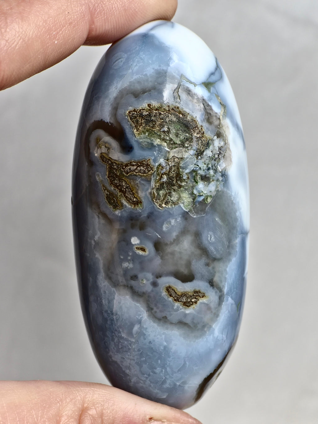 Blue Indian Opal with Moss Agate Inclusions Shiva