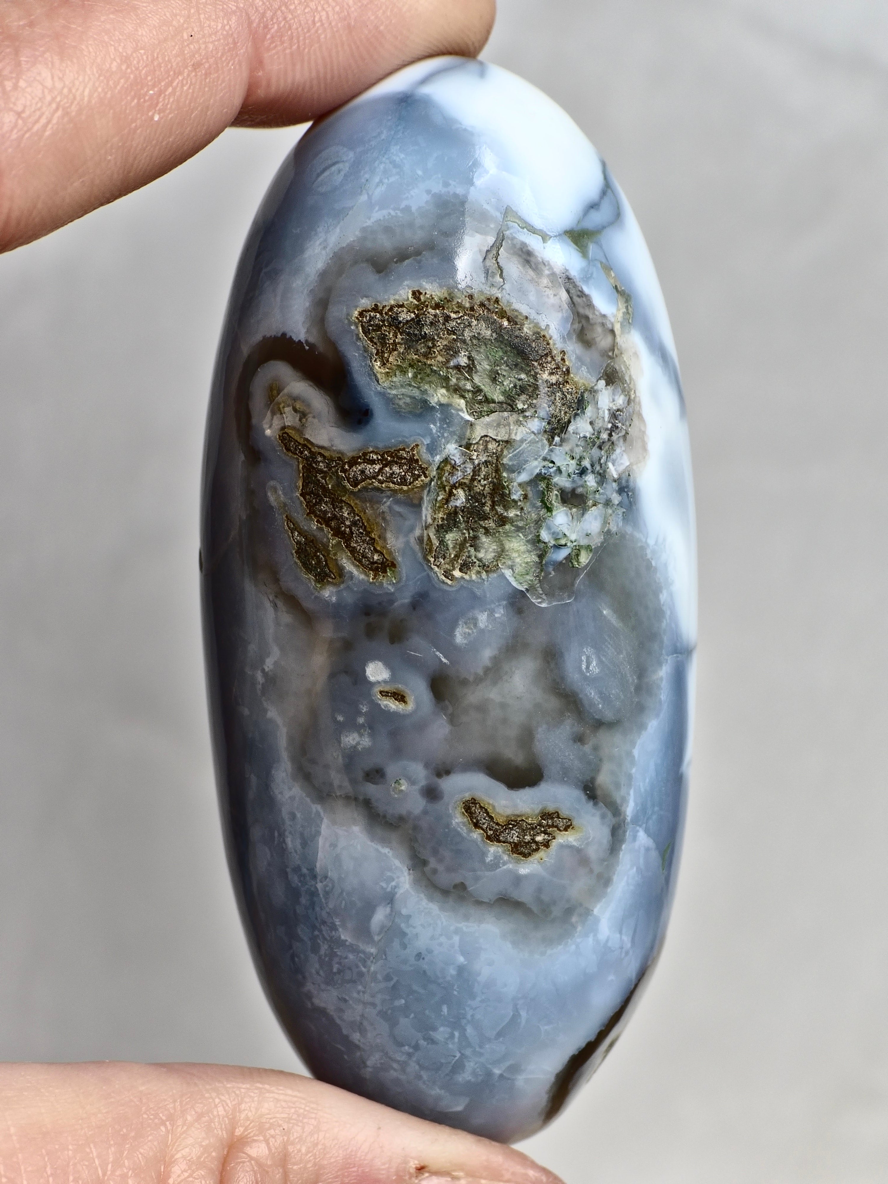 Blue Indian Opal with Moss Agate Inclusions Shiva