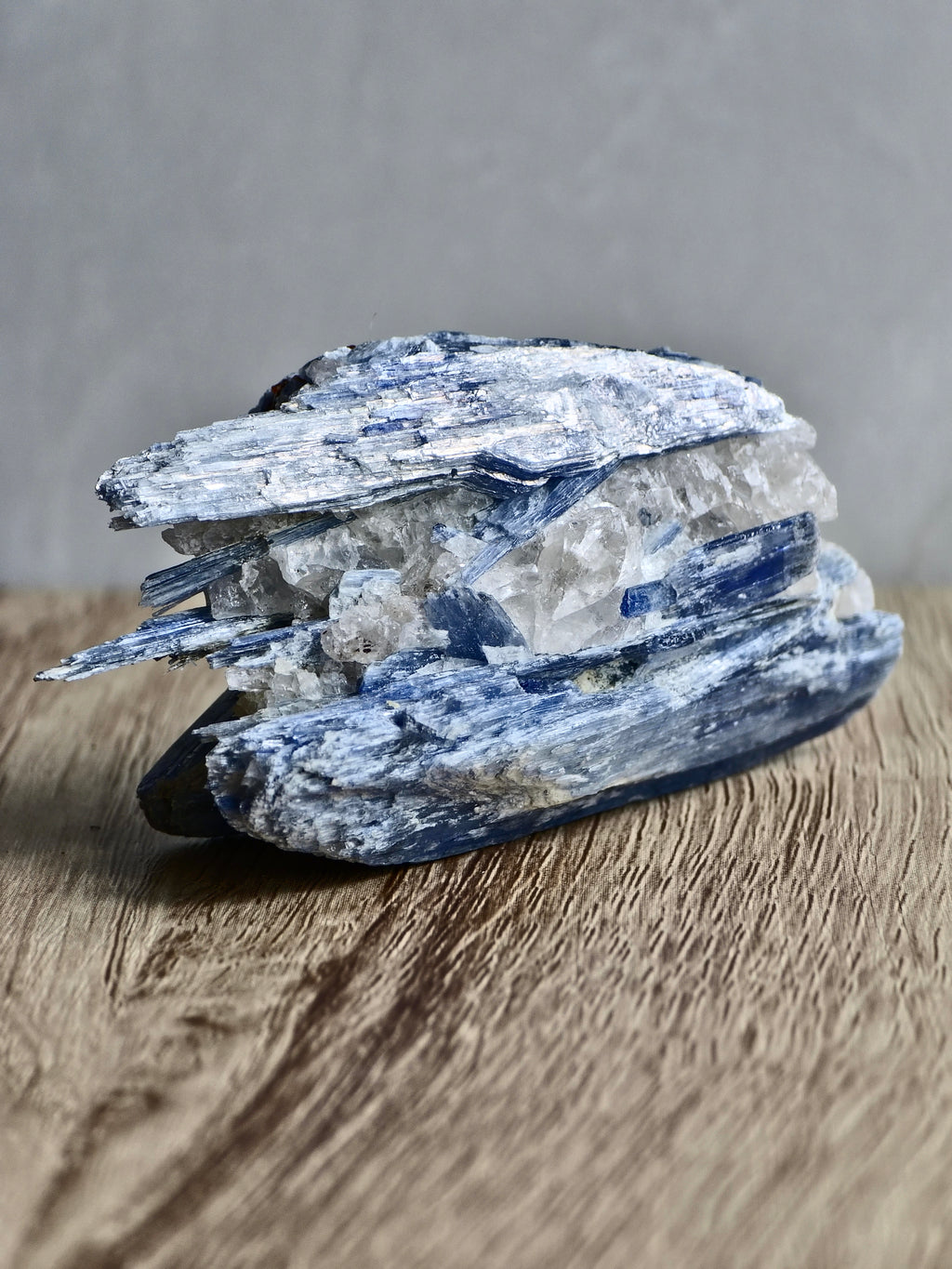 Blue Kyanite on Quartz — Bladed Crystal Growth with Quartz Matrix