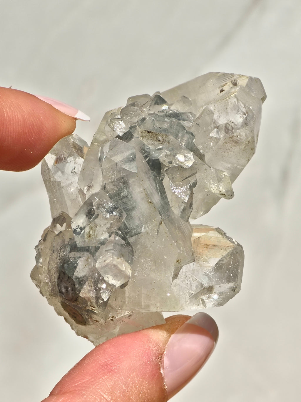 AAA Diamond Apopyllite on Blue Chalcedony