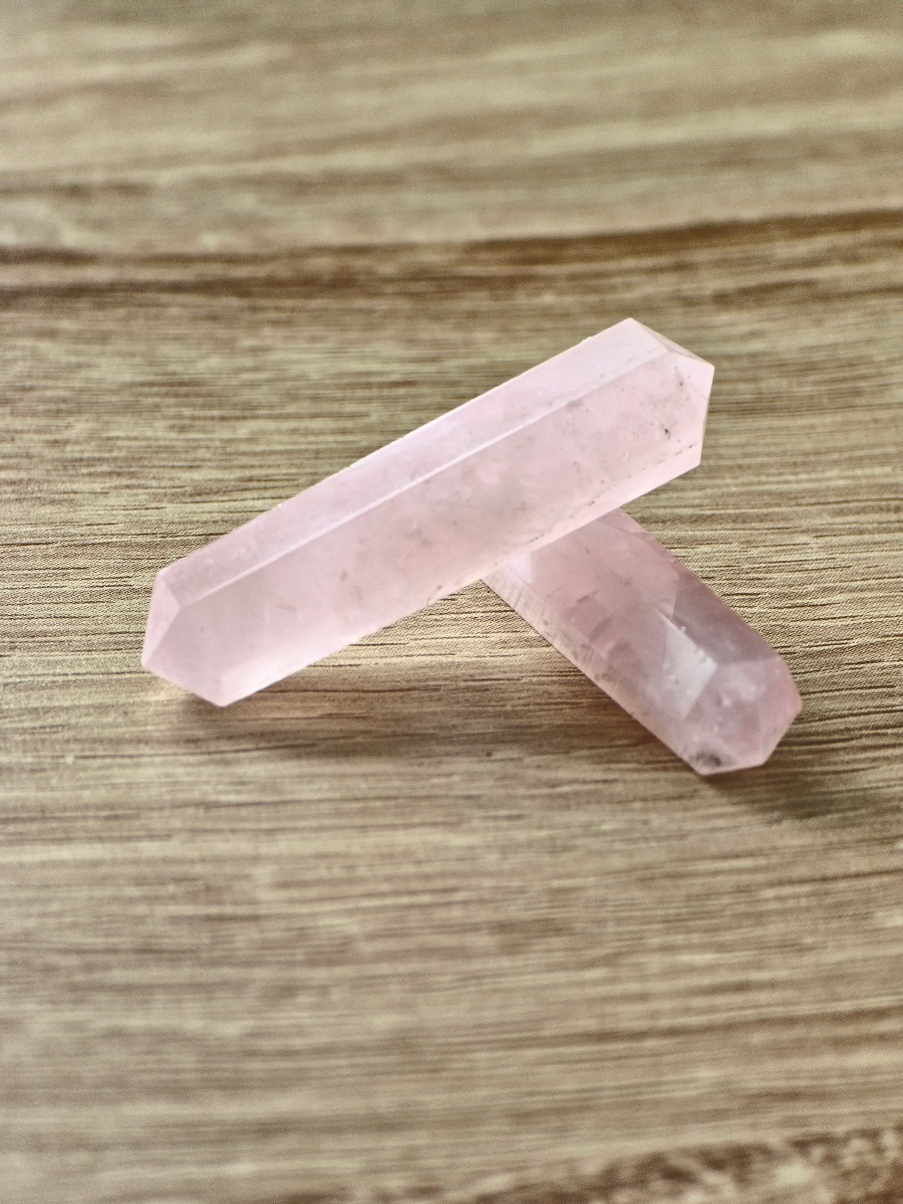 Rose quartz double-terminated point