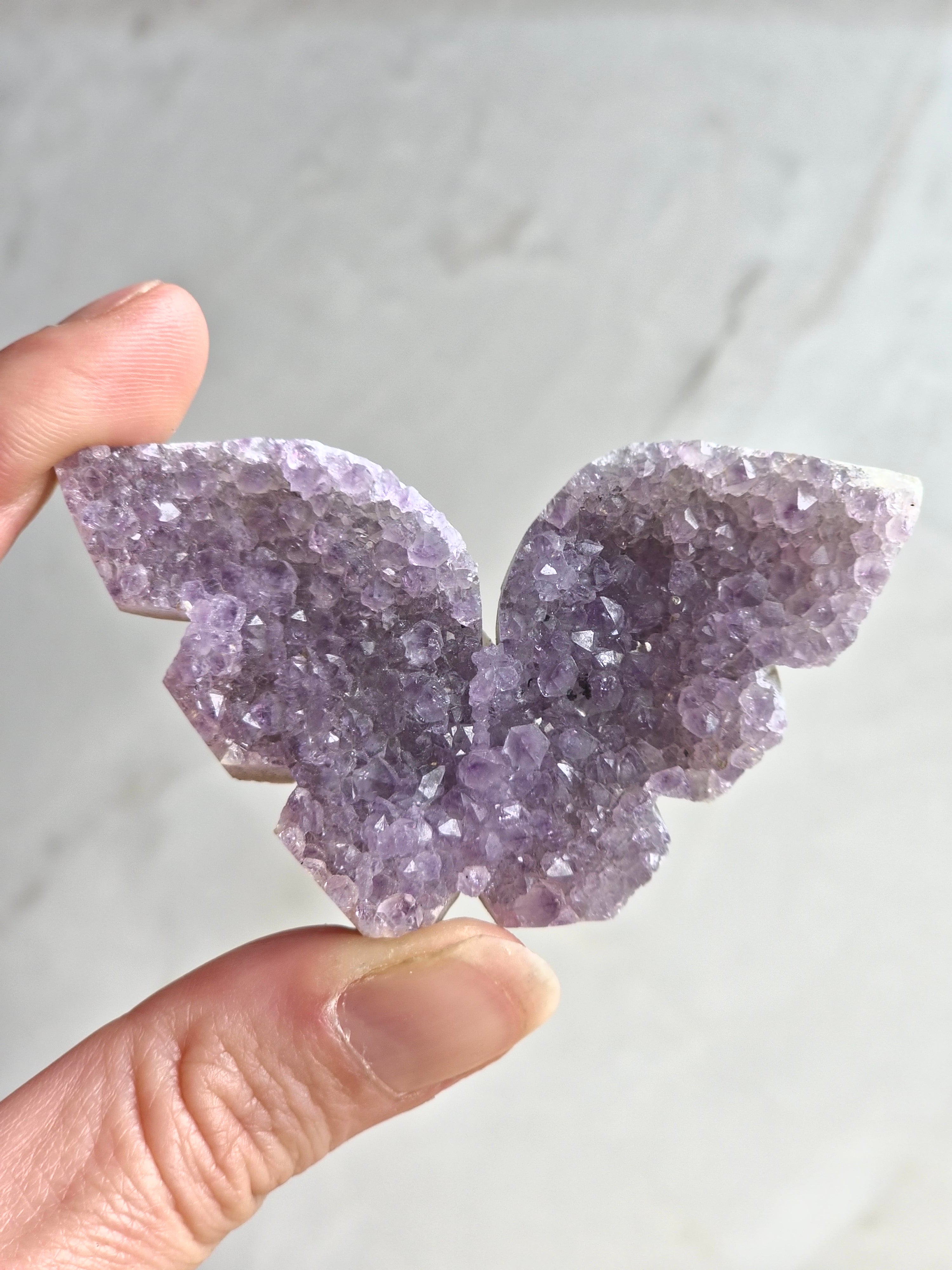 Amethyst Druzy Butterfly Carving