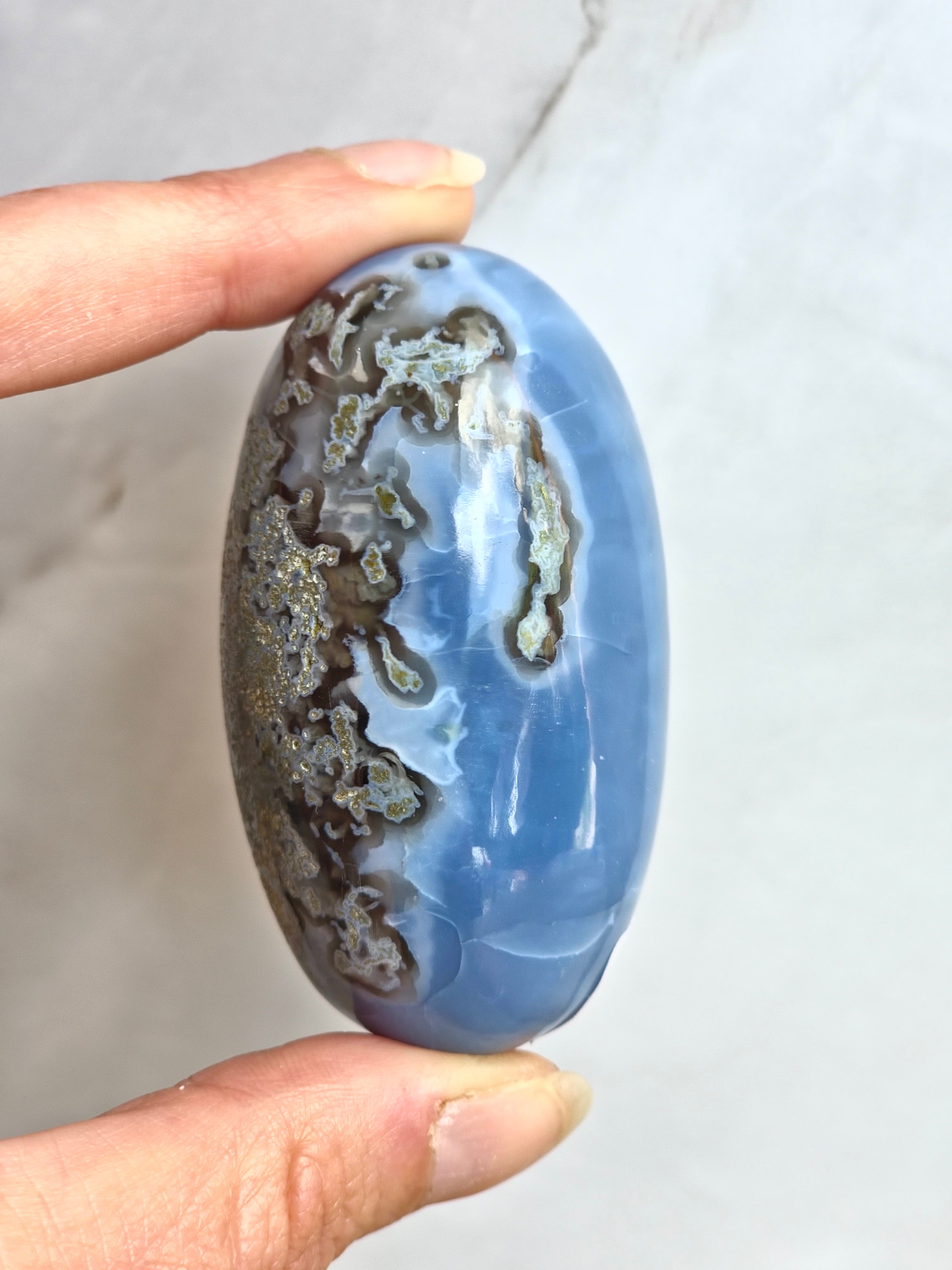 Blue Indian Opal with Moss agate inclusions