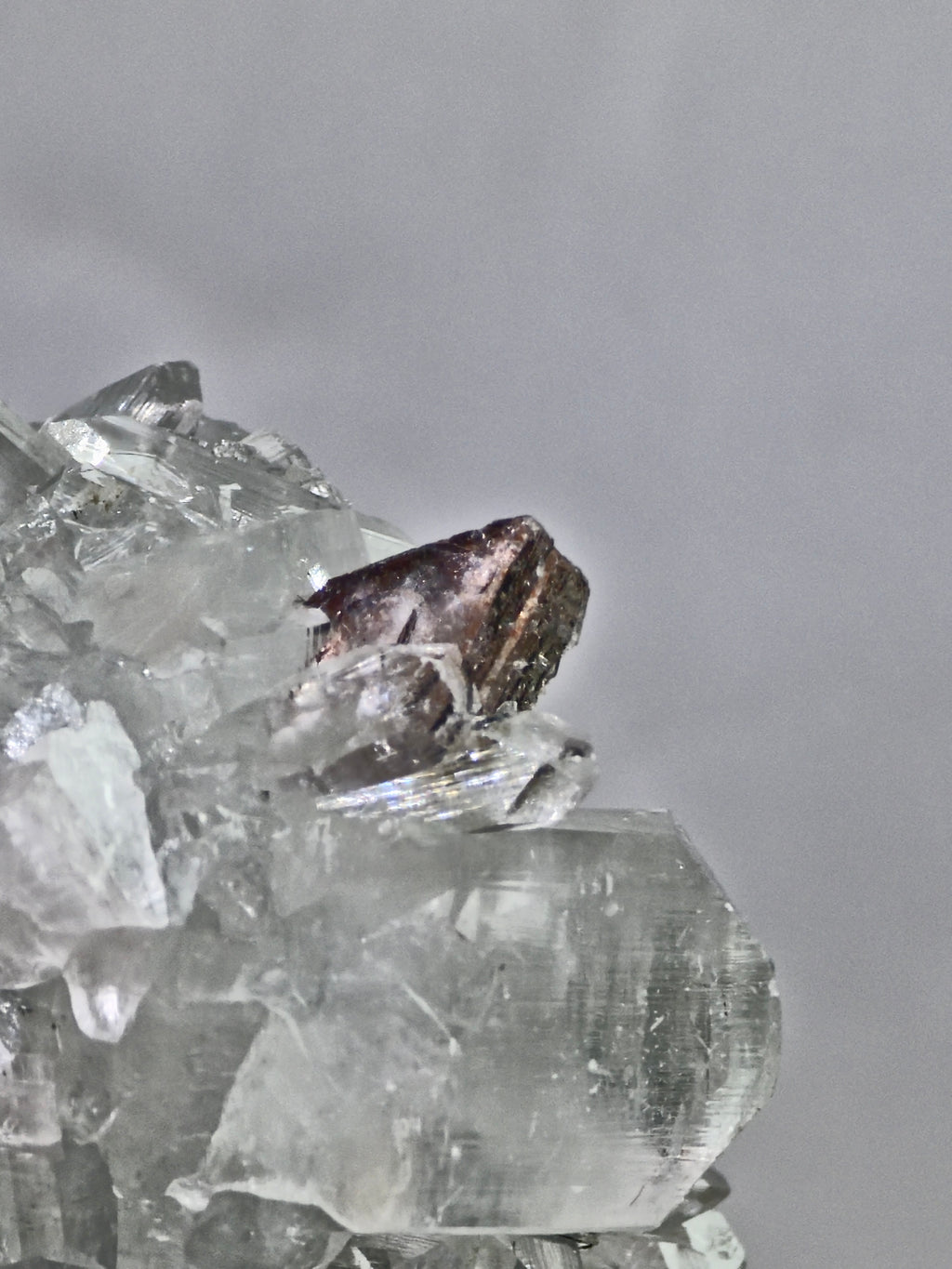 AAA Grade Diamond Apophyllite on Blue Chalcedony with Heulandite & Calcite