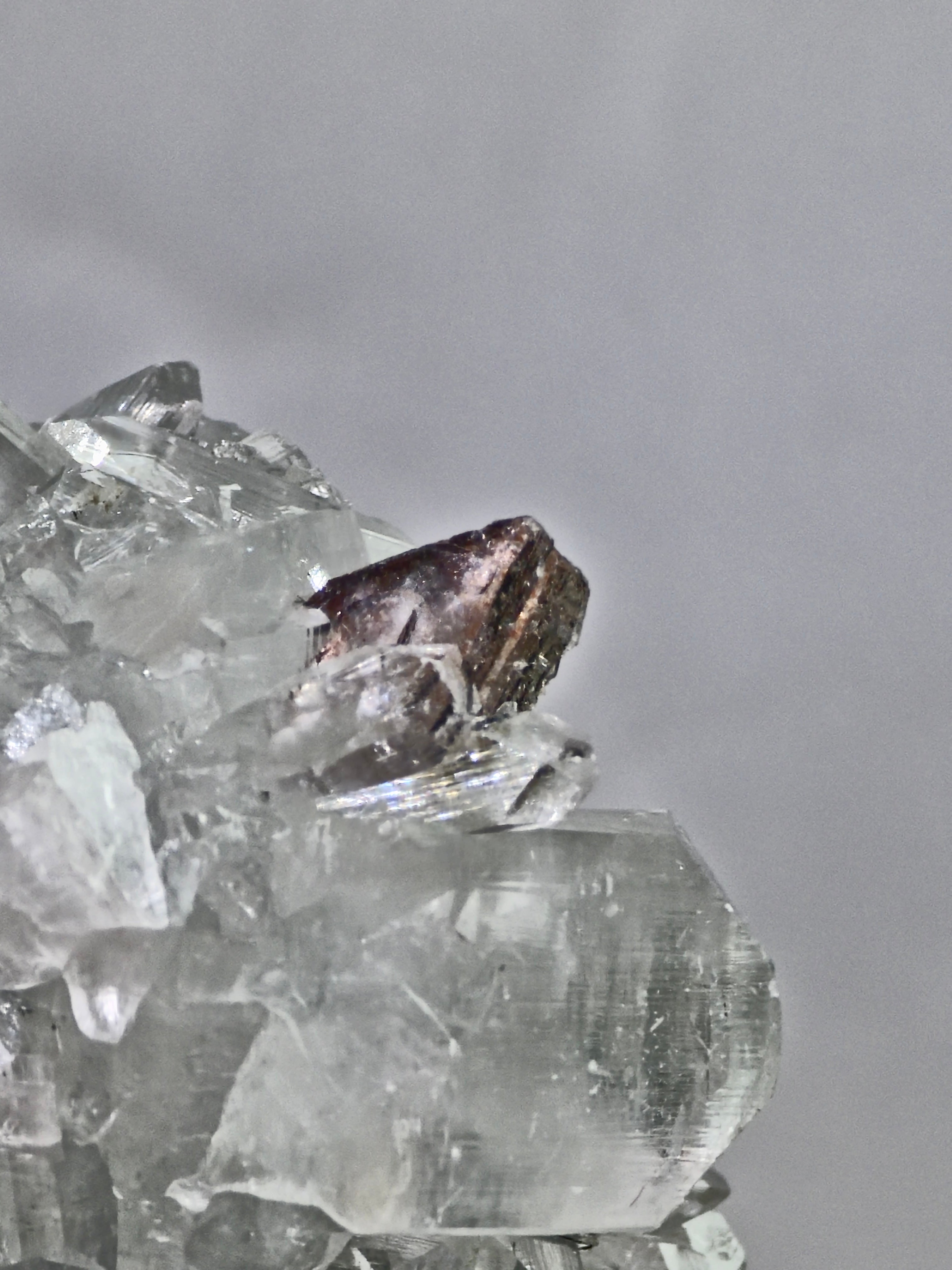 AAA Grade Diamond Apophyllite on Blue Chalcedony with Heulandite & Calcite