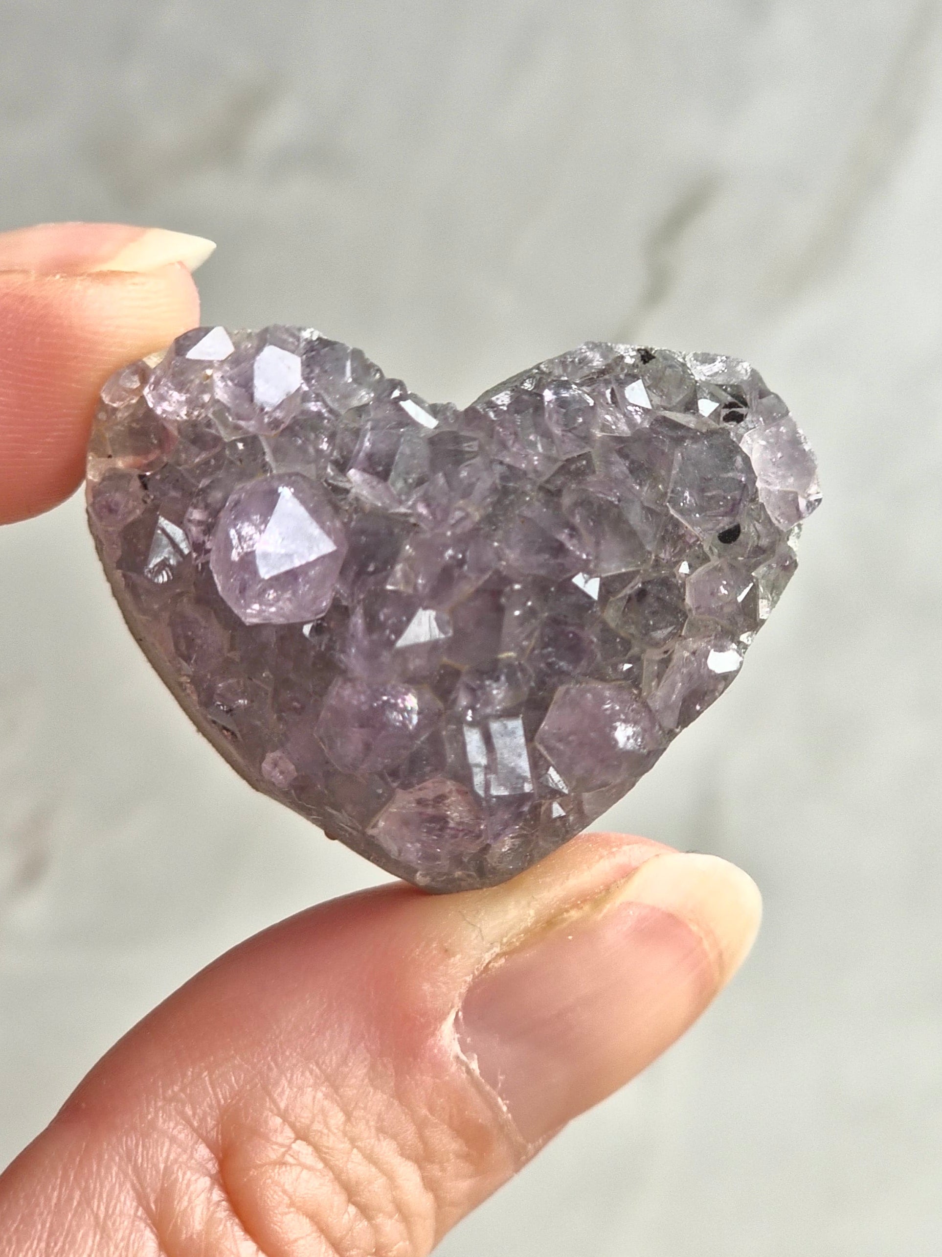 Amethyst druzy heart carvings