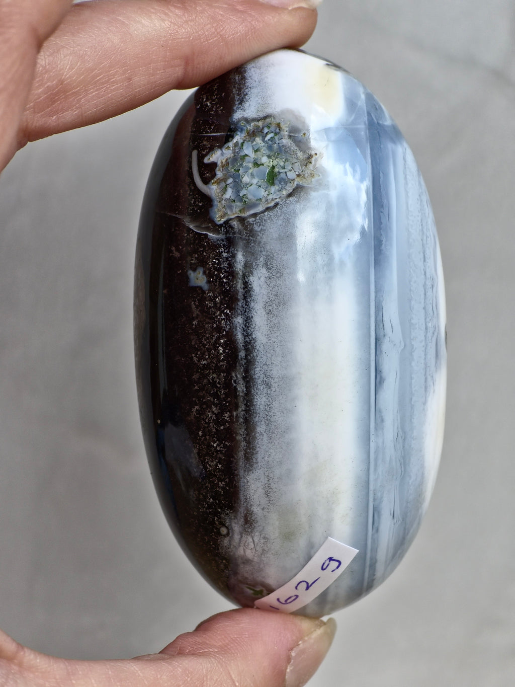 Blue Indian Opal with Moss Agate Inclusions Shiva Lingham