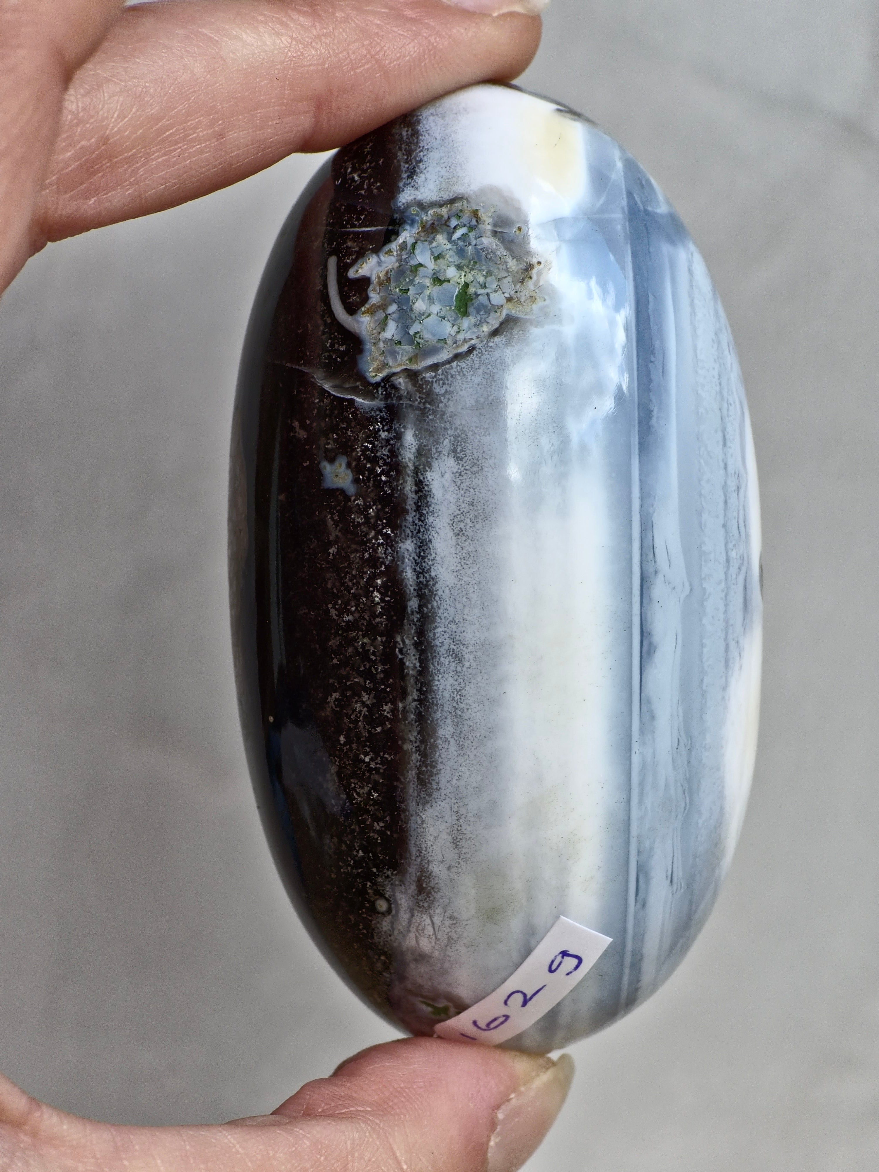 Blue Indian Opal with Moss Agate Inclusions Shiva Lingham