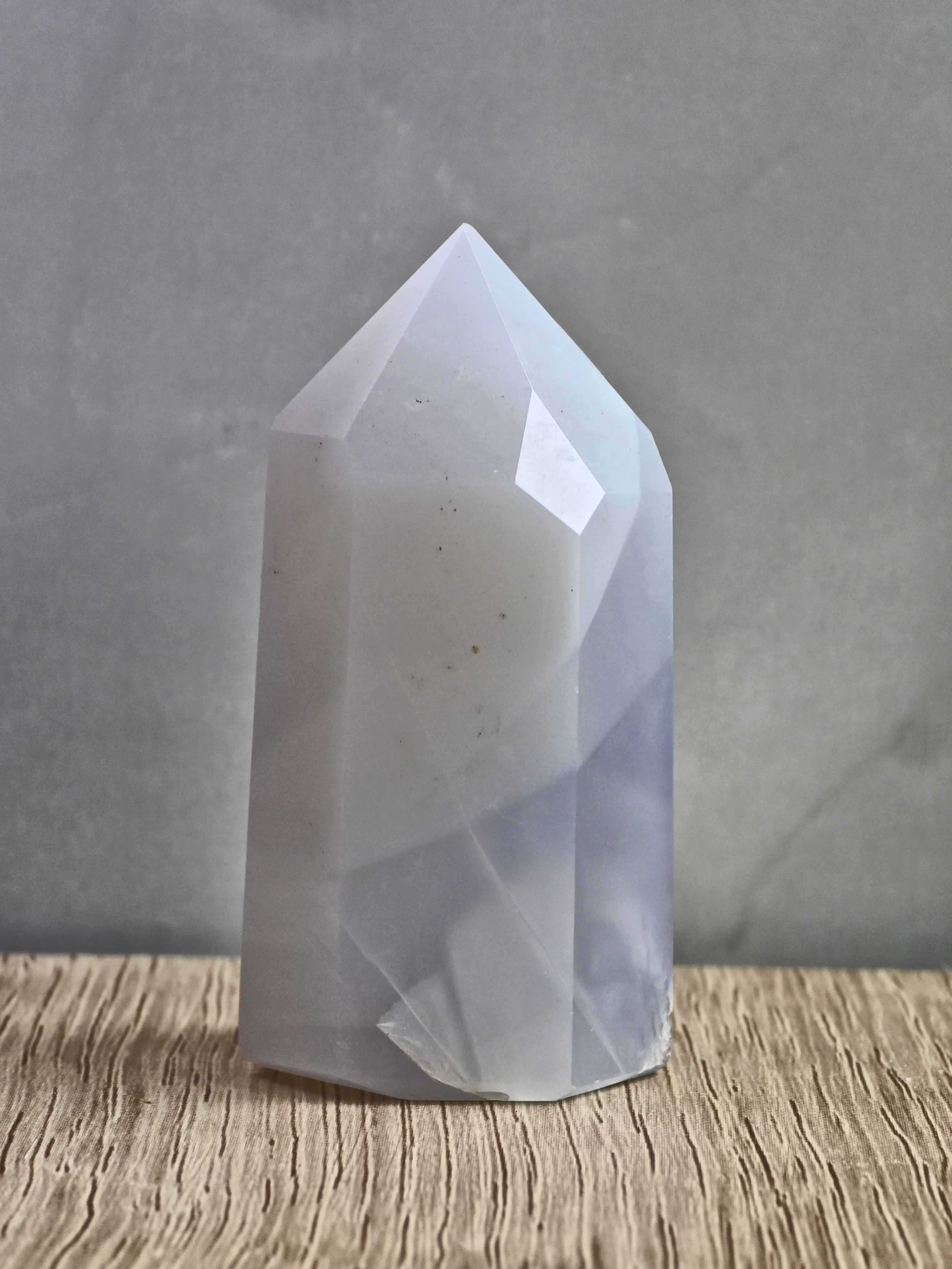Blue Chalcedony Tower – Soft Translucent Quartz