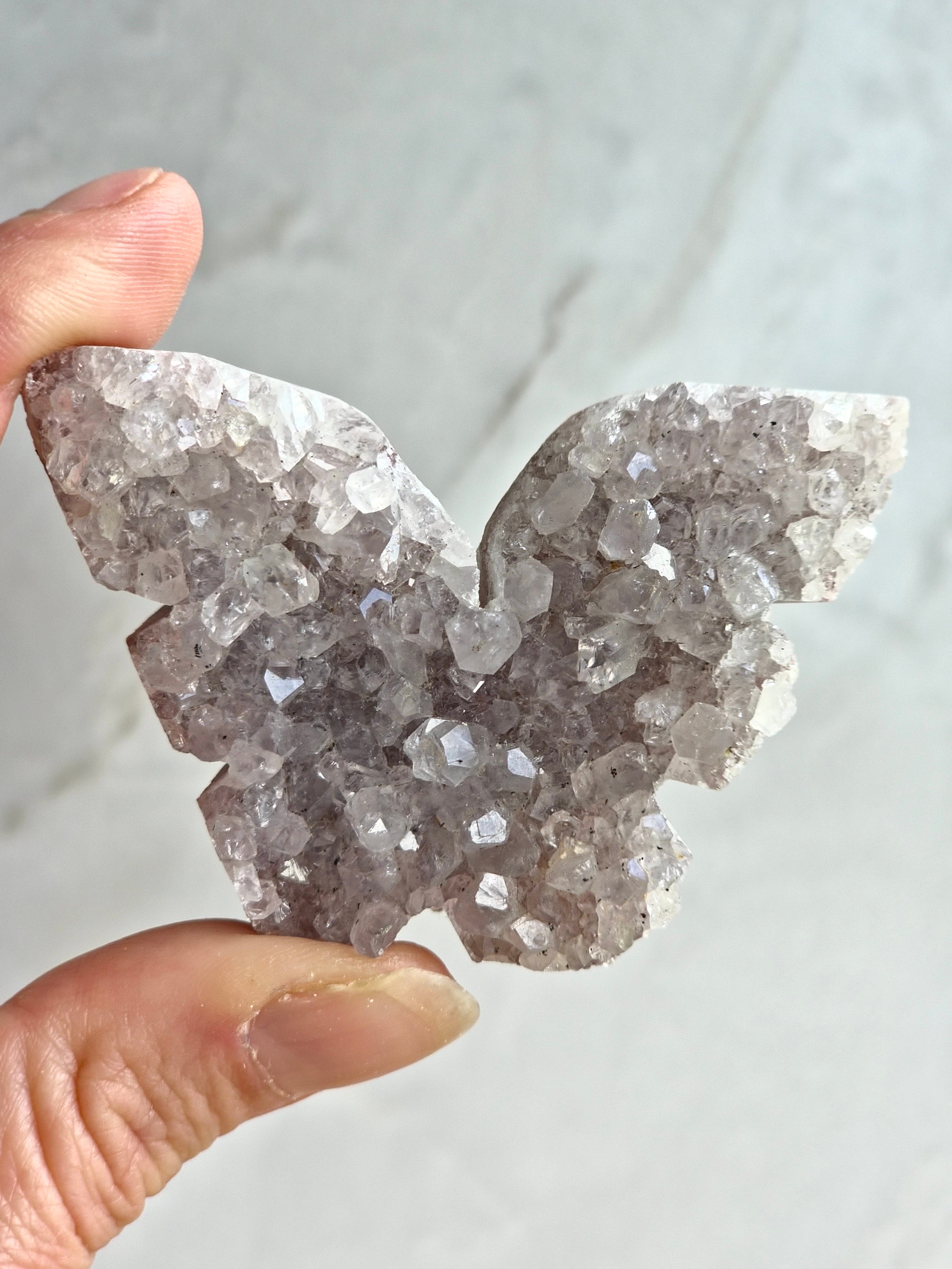 Amethyst Druzy Butterfly Carving (Pale Variant)