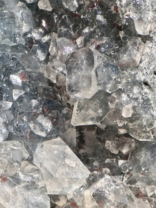 AAA Diamond Apophyllite on Blue Chalcedony with Red Heulandite