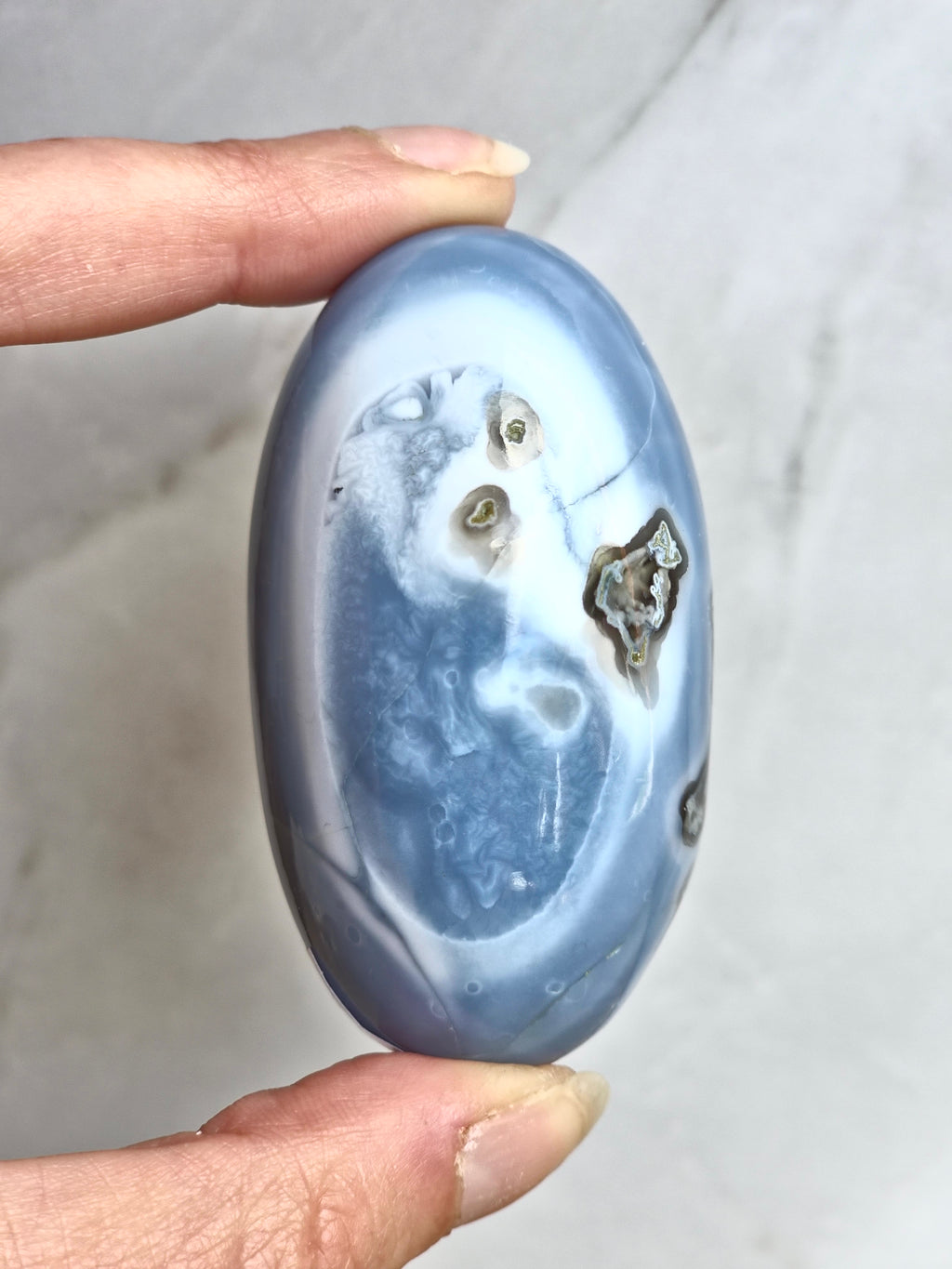 Blue Indian Opal with Moss agate inclusions