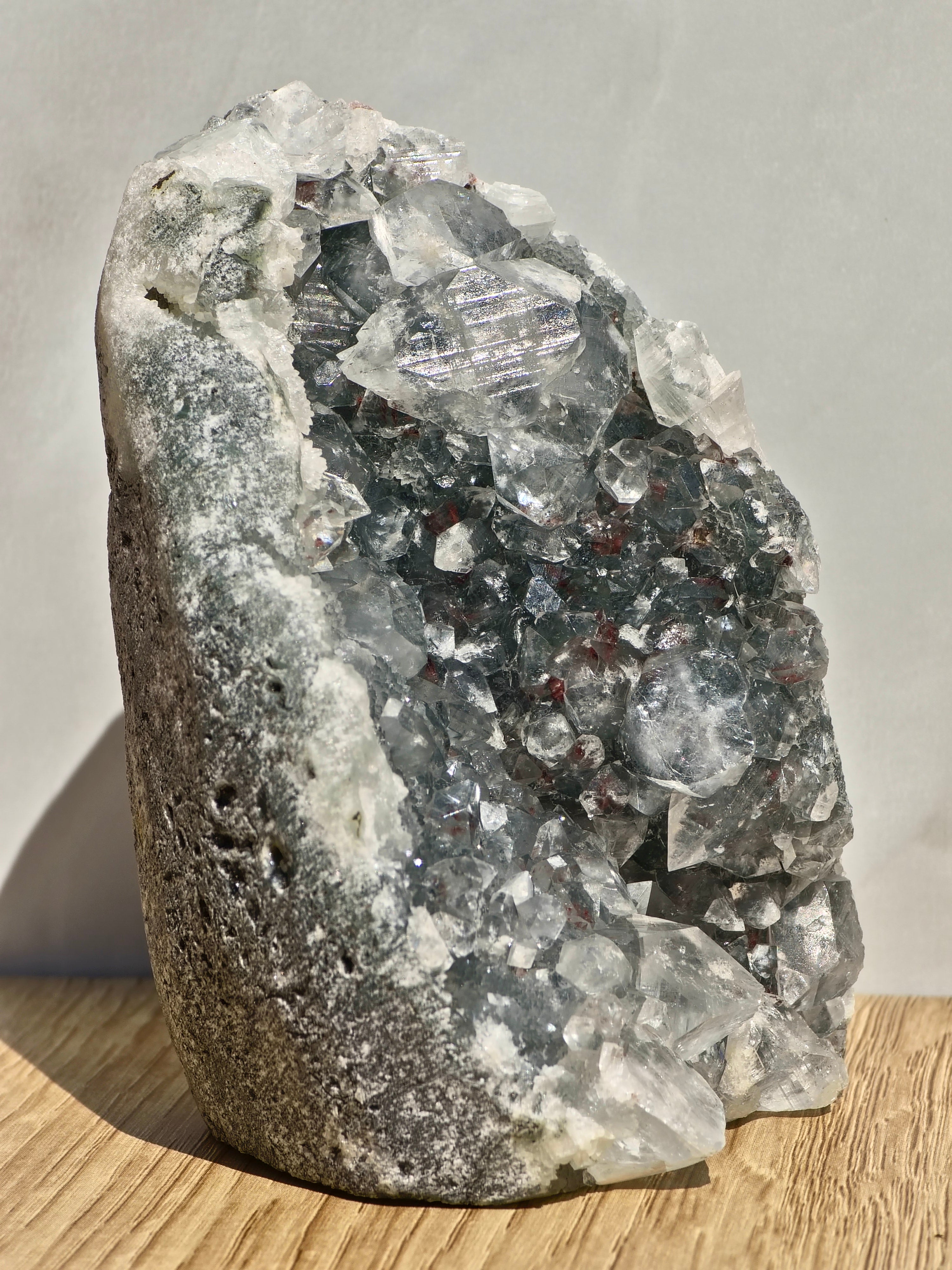 AAA Diamond Apophyllite on Blue Chalcedony with Red Heulandite