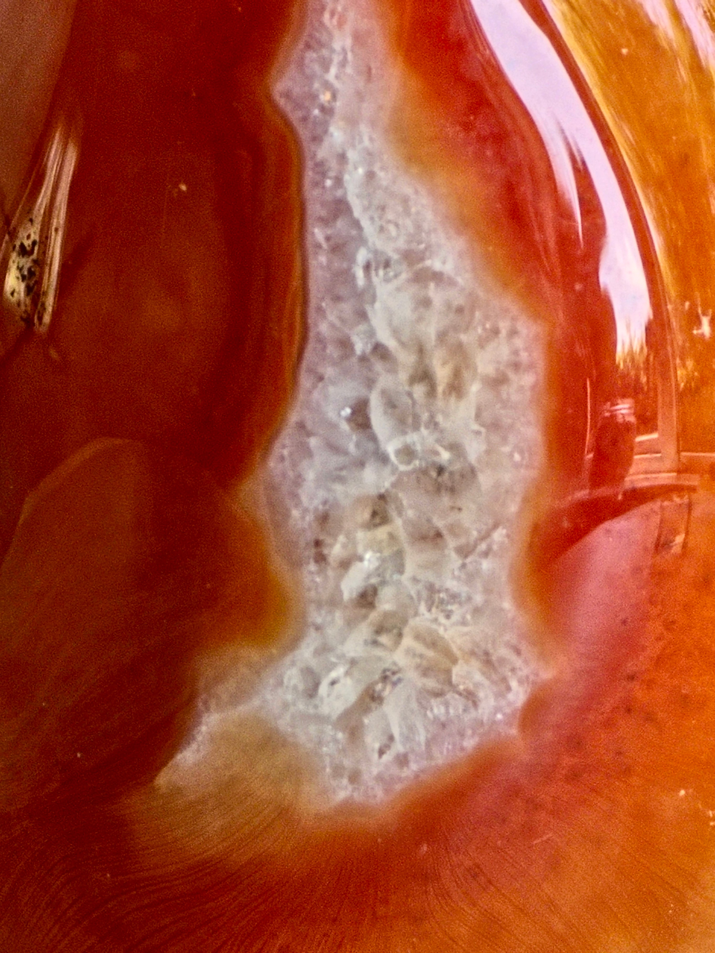 Carnelian Druzy Agate Egg — Deep Hollow with Defined Quartz Crystal Rim