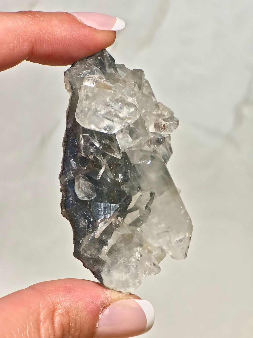 Diamond Apophyllite on Blue Chalcedony Cluster (AAA grade)