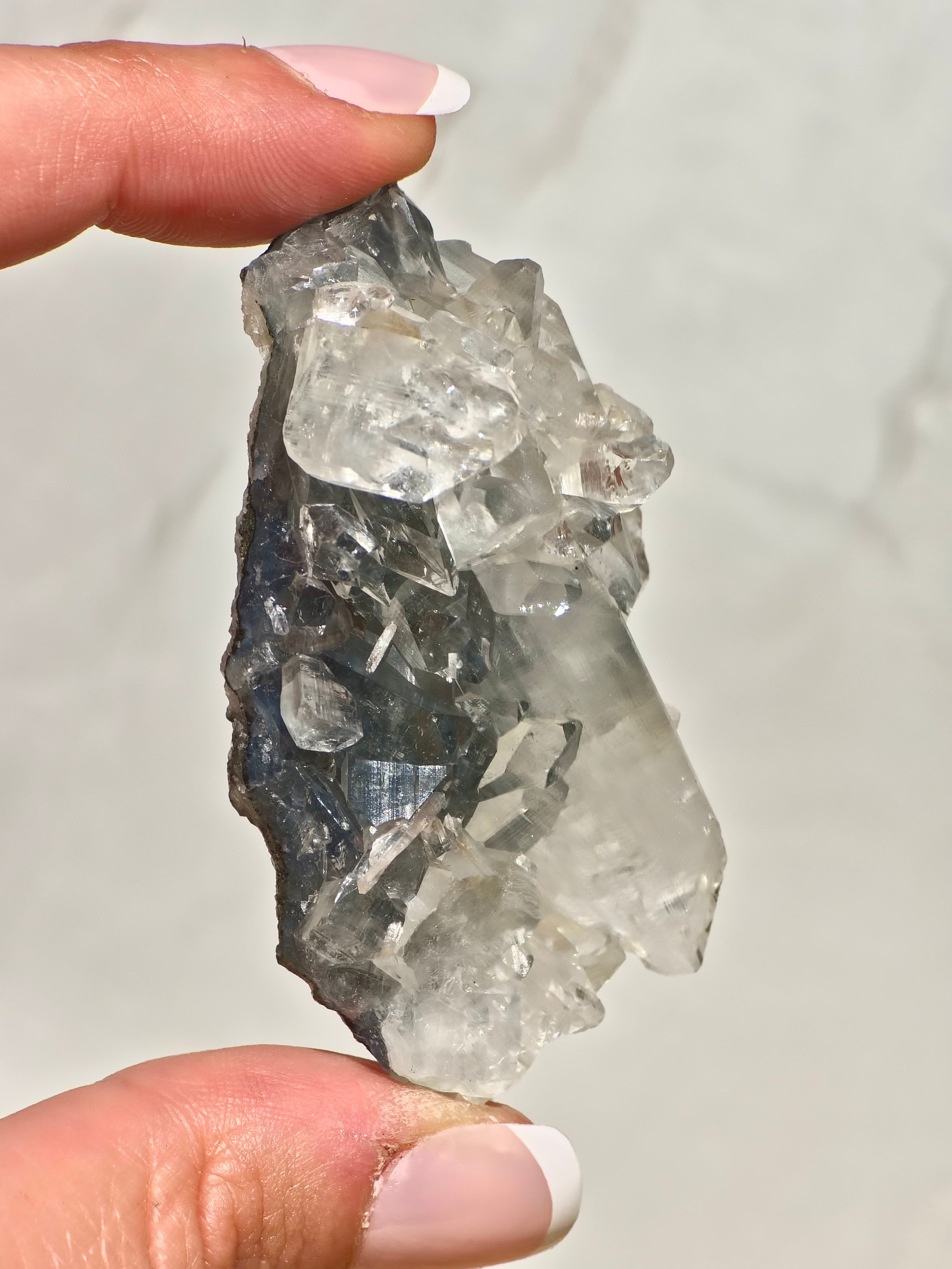 Diamond Apophyllite on Blue Chalcedony Cluster (AAA grade)