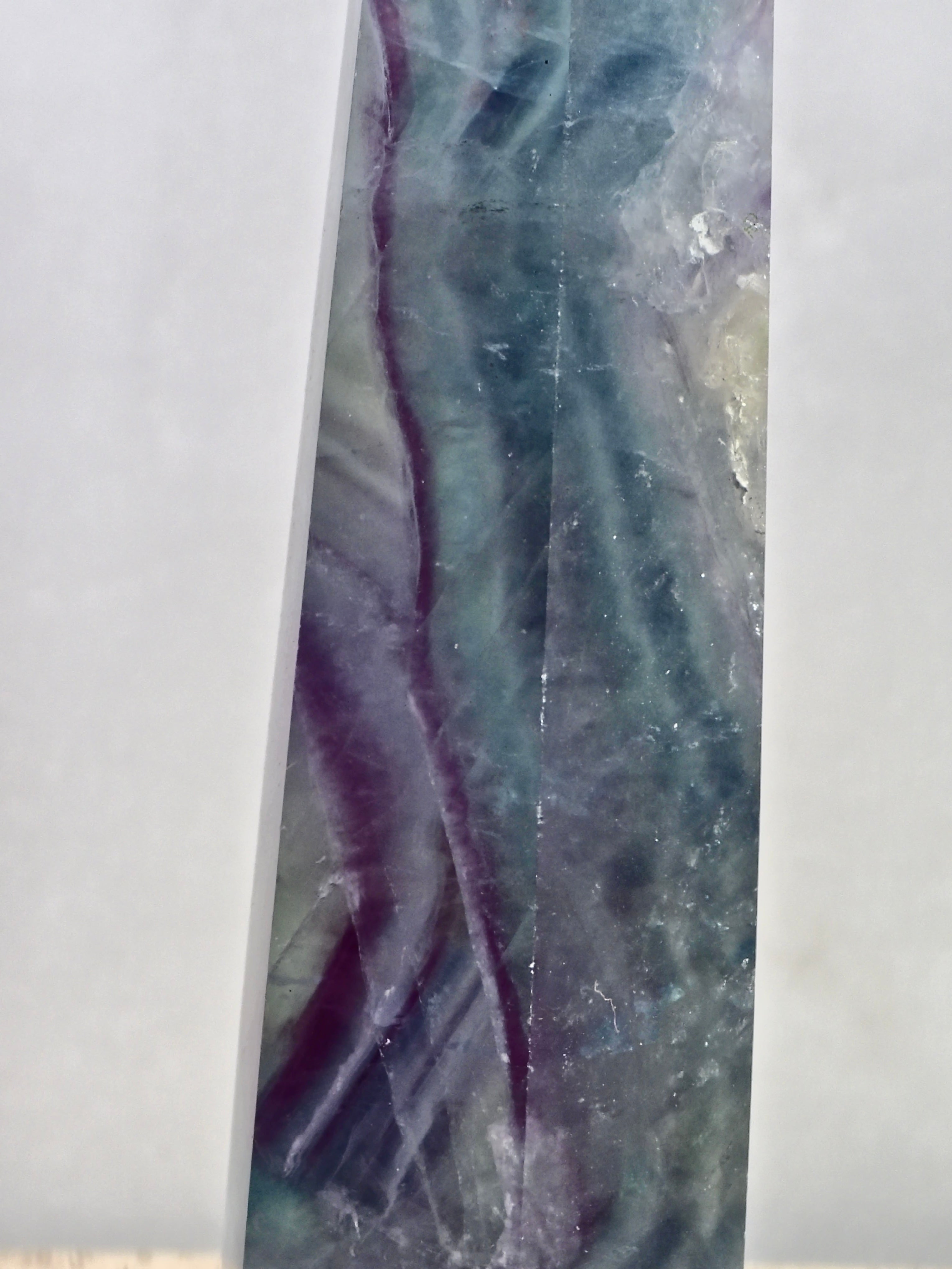 Banded Fluorite Tower — Purple & Blue Zoning with Layered Growth Structure