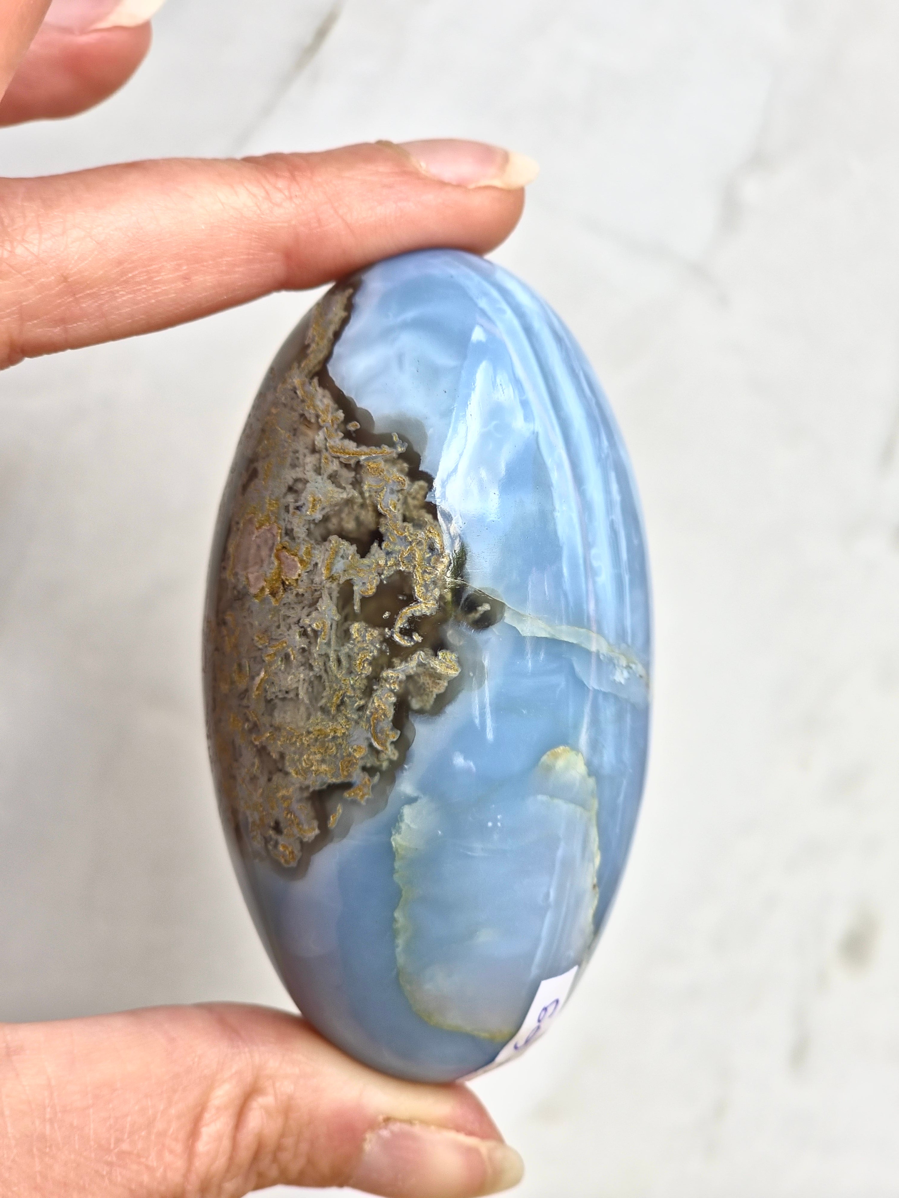 Blue Indian Opal with Moss Agate  Inclusion
