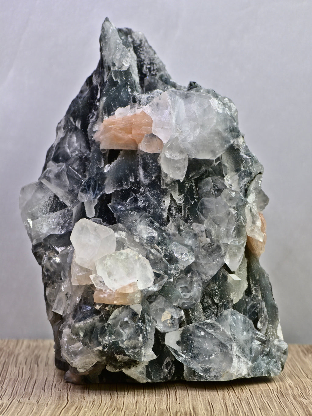 AAA Apophyllite on Blue Chalcedony with Stilbite Cluster
