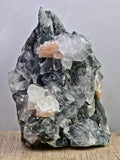 AAA Apophyllite on Blue Chalcedony with Stilbite Cluster