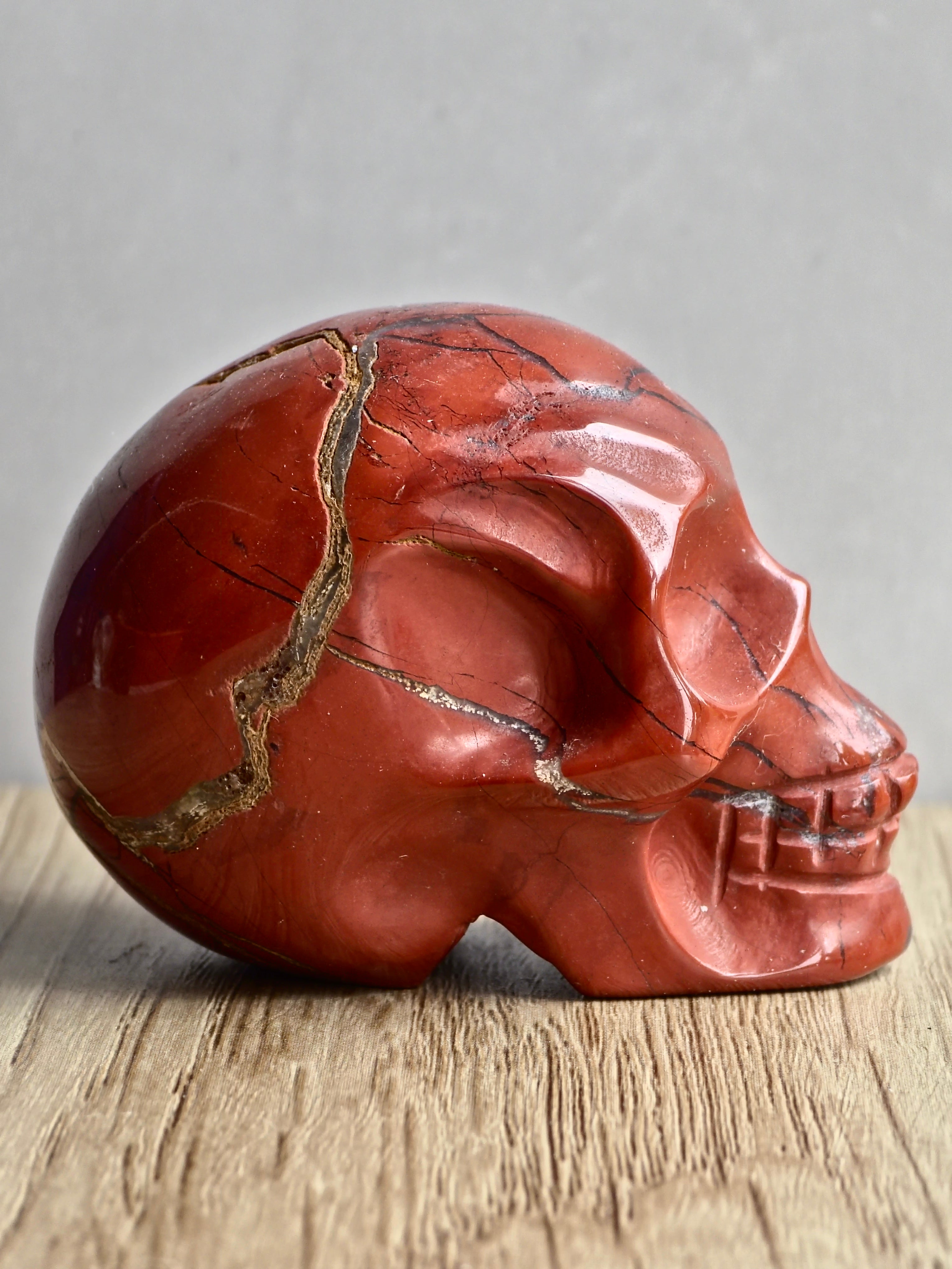 Red Jasper Skull Carving