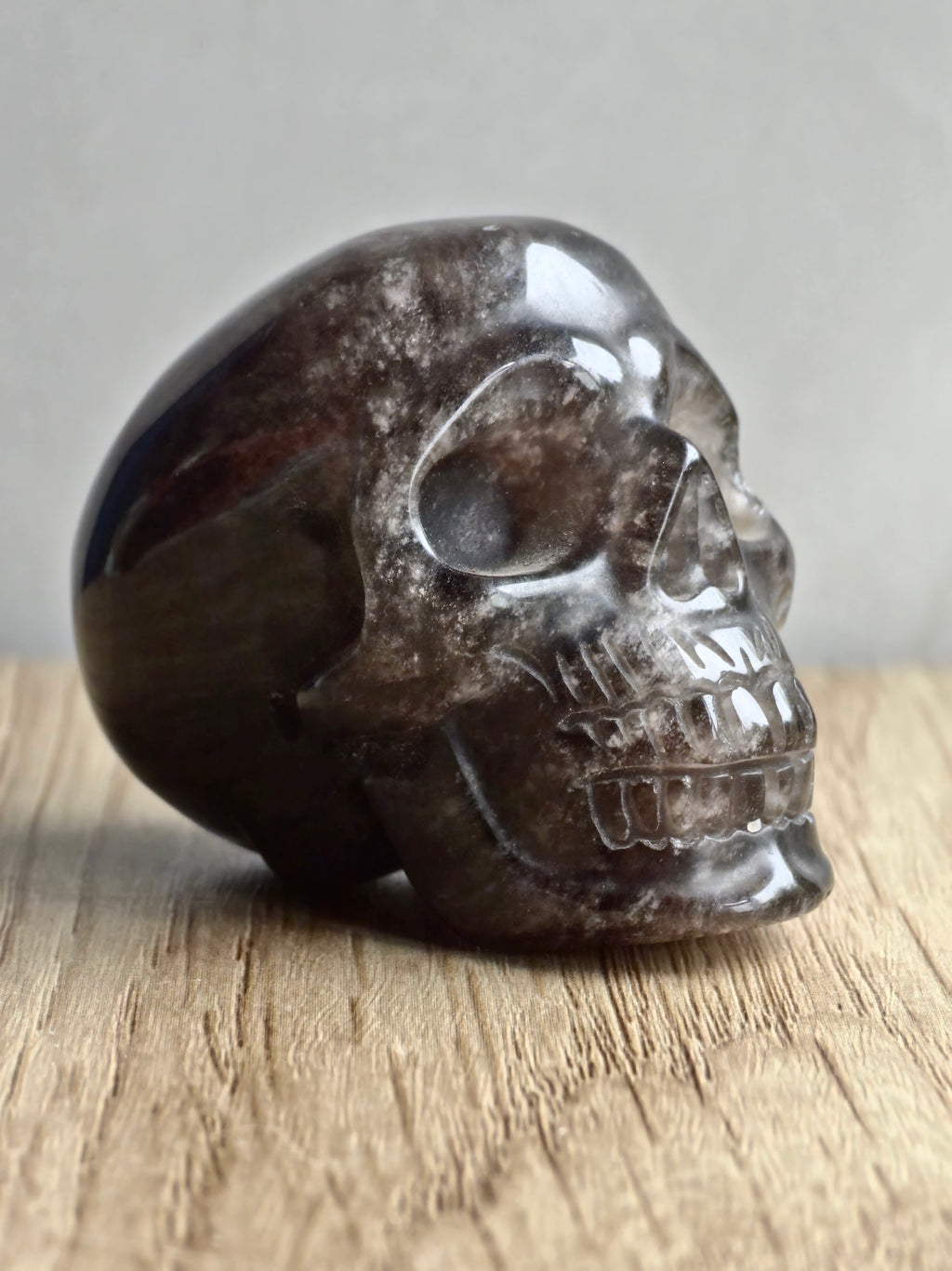 Smoky Quartz Skull Carving