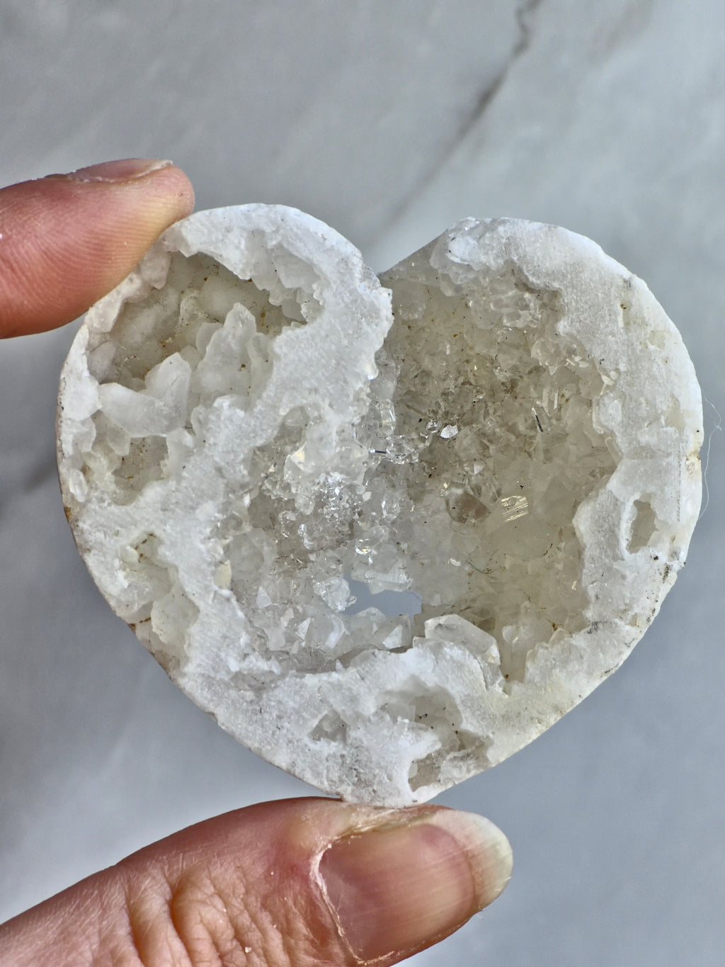 Quartz druzy geode heart