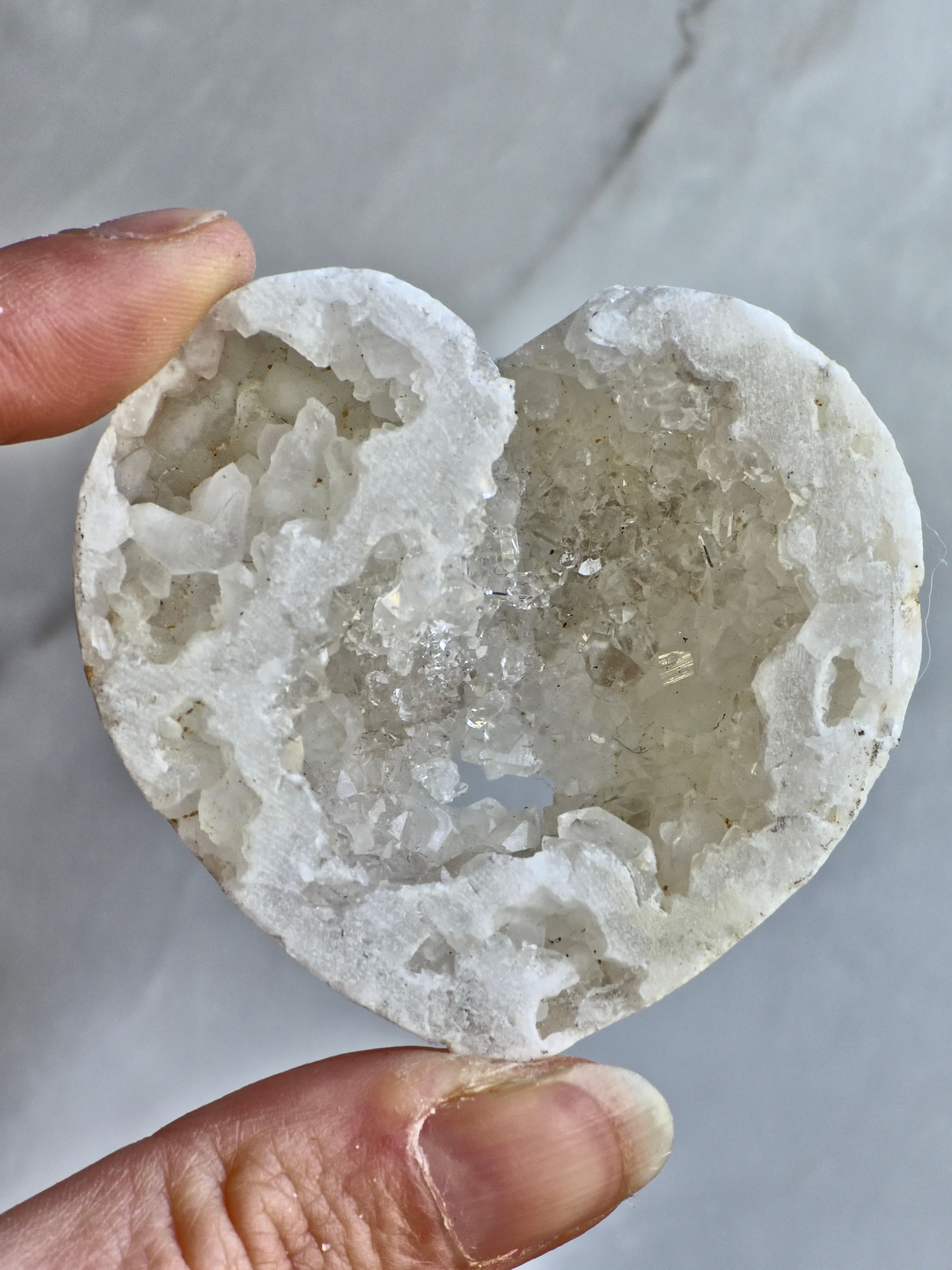 Quartz druzy geode heart