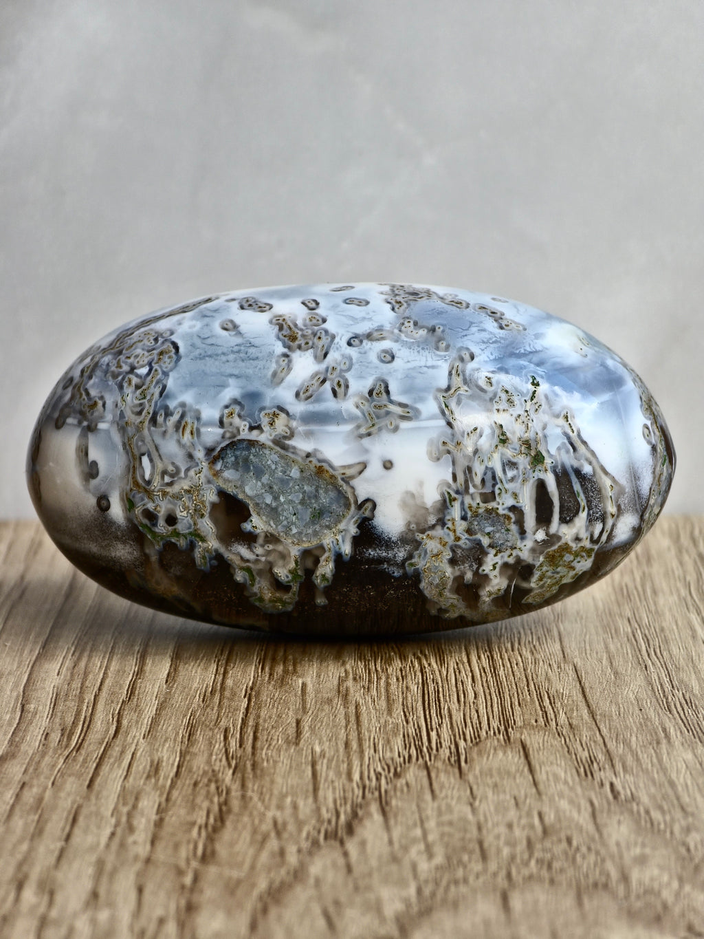 Blue Indian Opal with Moss Agate Inclusions Shiva Lingham