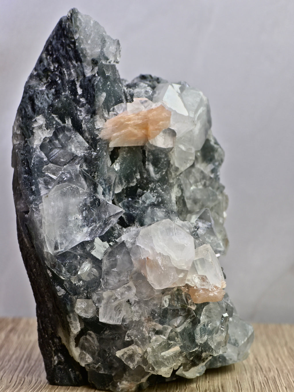 AAA Apophyllite on Blue Chalcedony with Stilbite Cluster