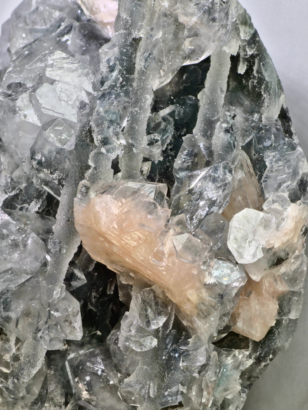 AAA Apophyllite on Blue Chalcedony with Stilbite — Large Display Piece