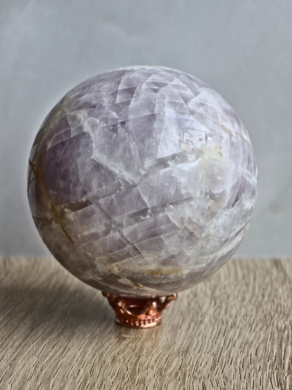 Kunzite Sphere with Pyrite Inclusion