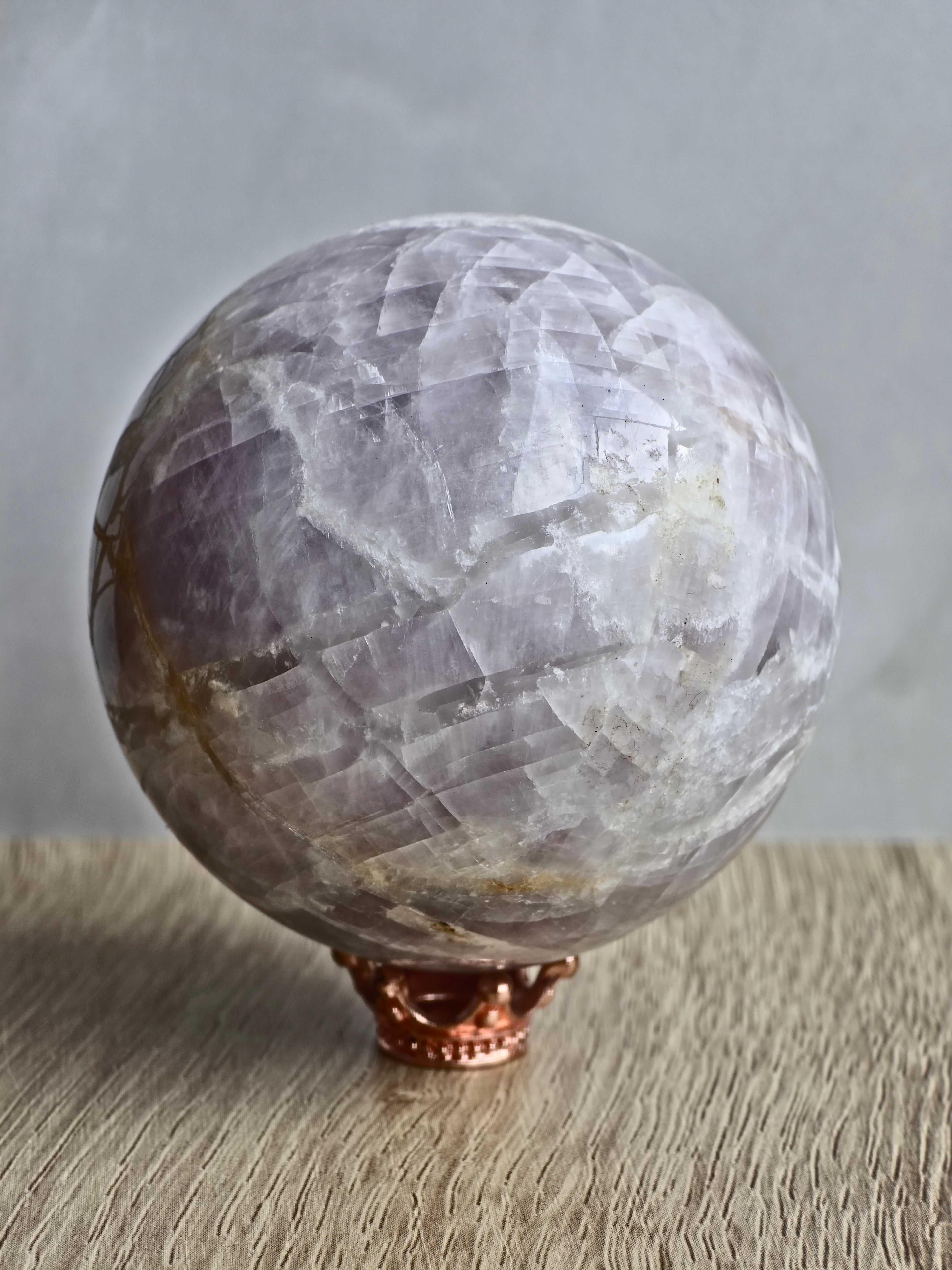 Kunzite Sphere with Pyrite Inclusion