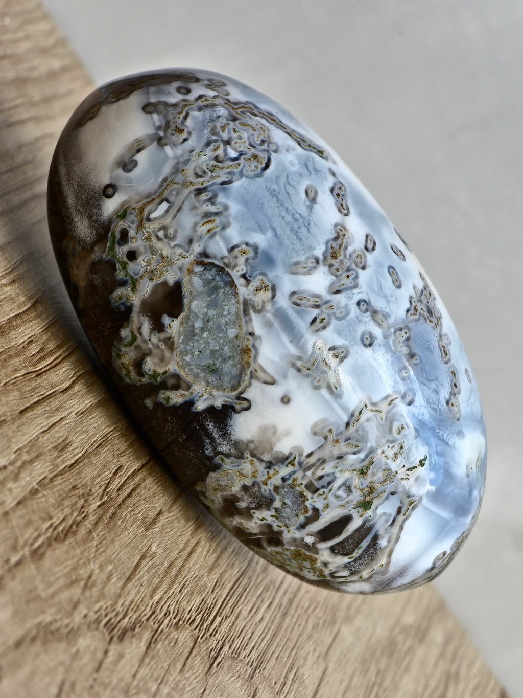 Blue Indian Opal with Moss Agate Inclusions Shiva Lingham