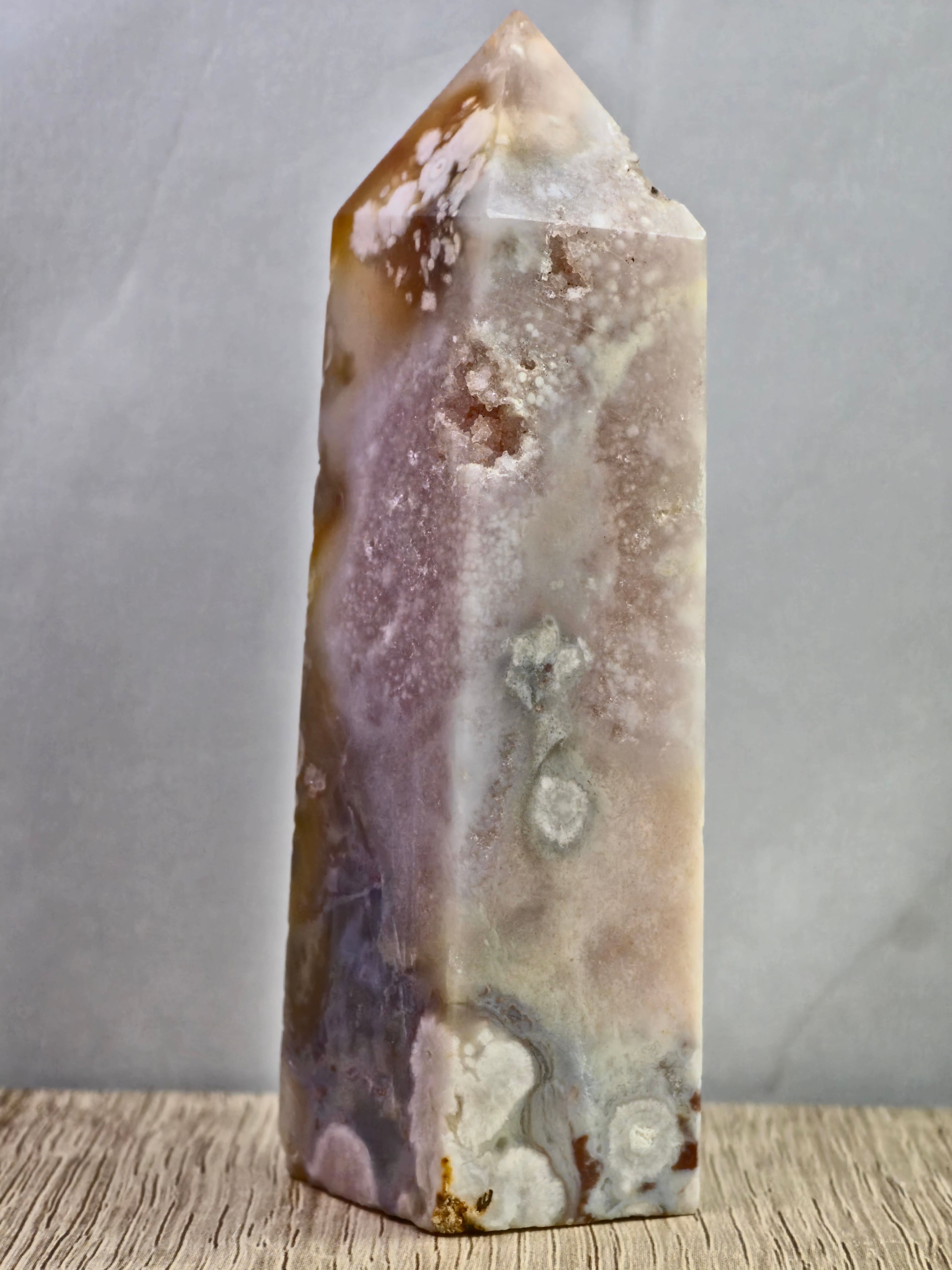 Pink Amethyst and Flower Agate Tower