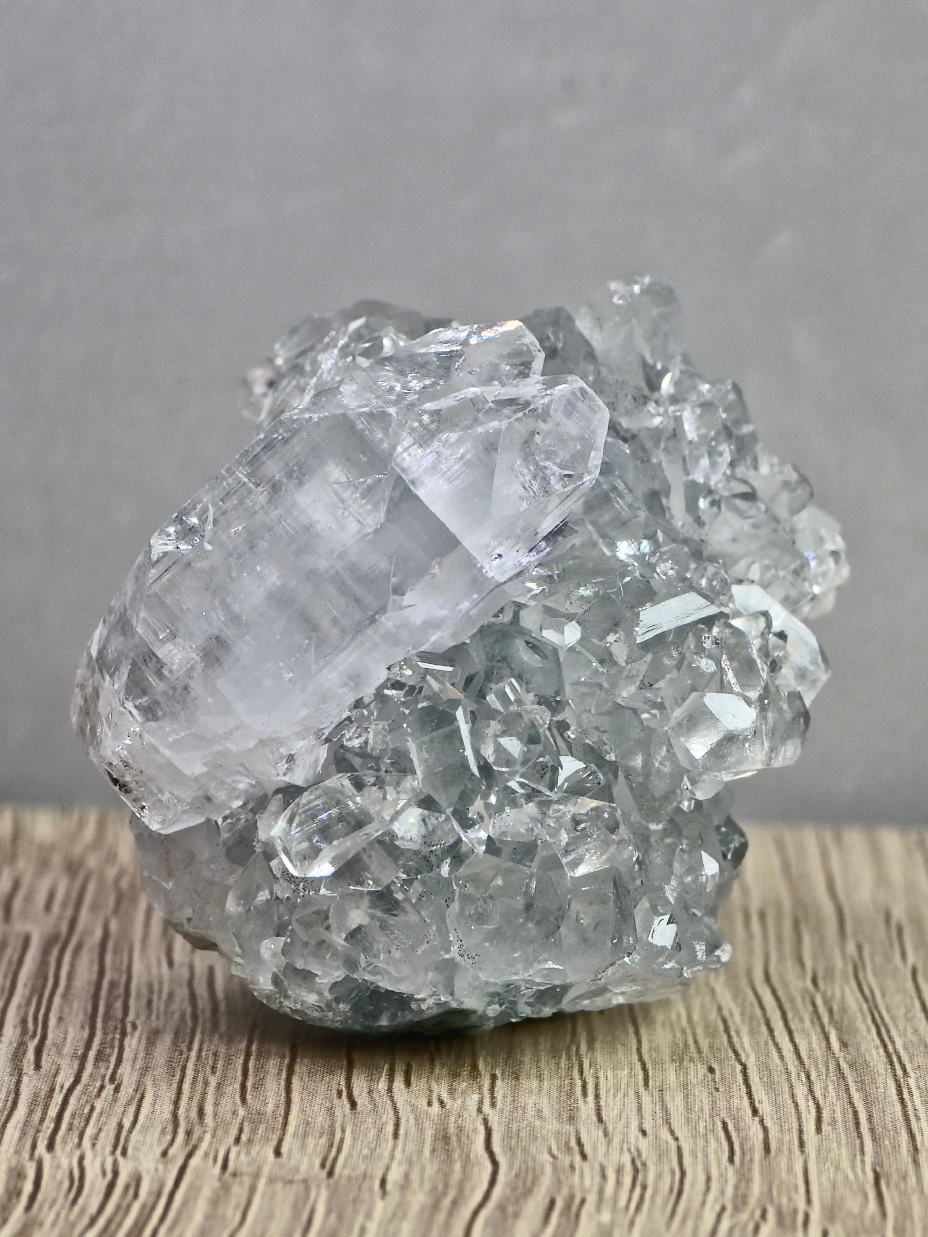 AAA Diamond Apophyllite on Blue Chalcedony – High Clarity Terminations