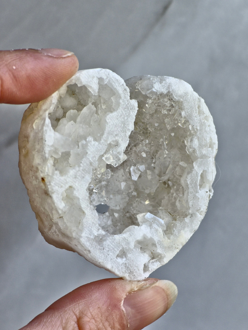 Quartz druzy geode heart