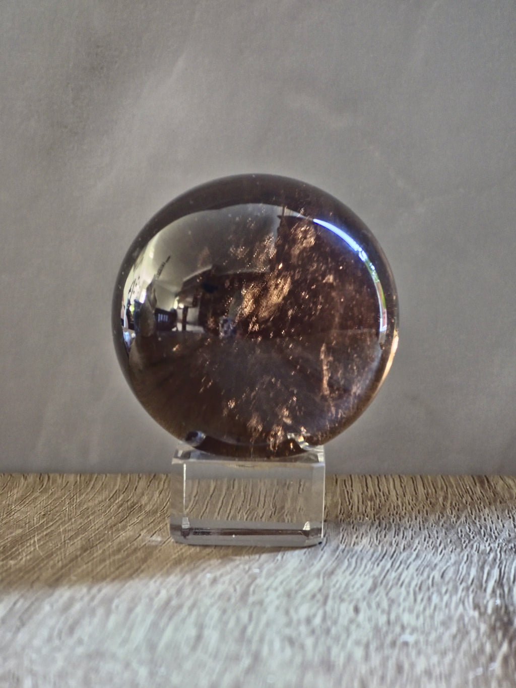 Smoky quartz sphere- d