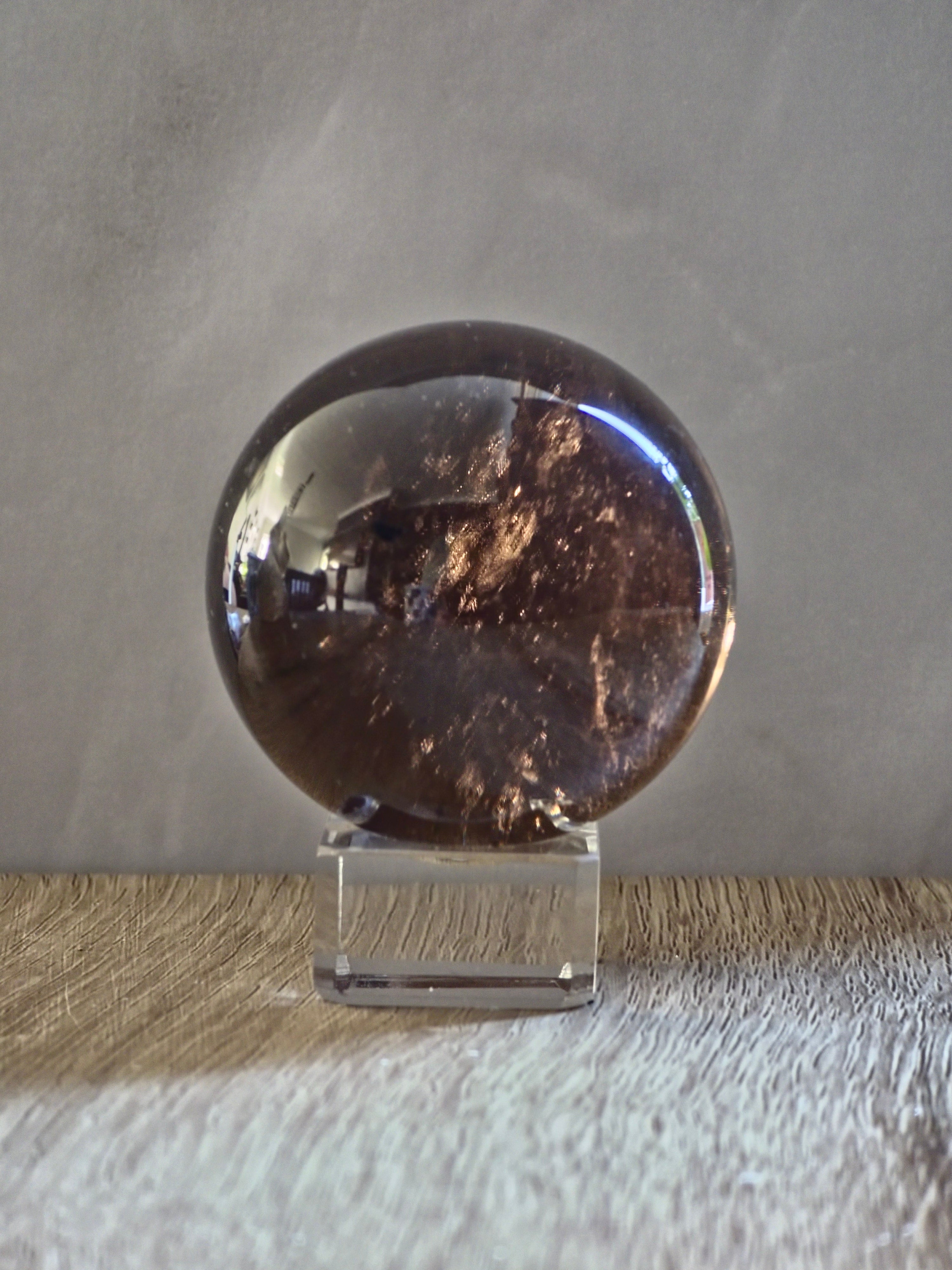 Smoky quartz sphere- d